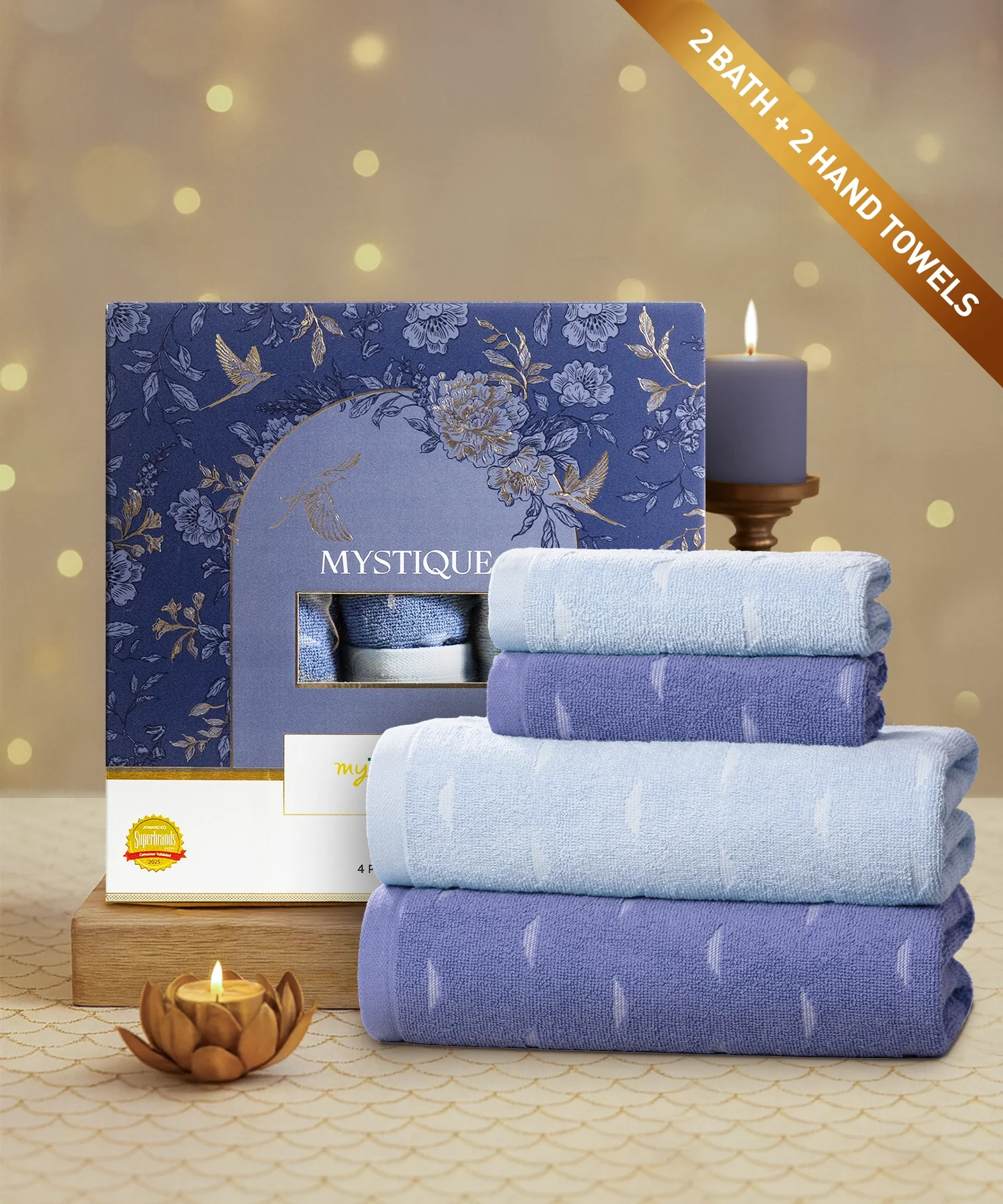 Aroma 4Pc Towel Set, Mystique| 500 GSM Cotton - Image 2