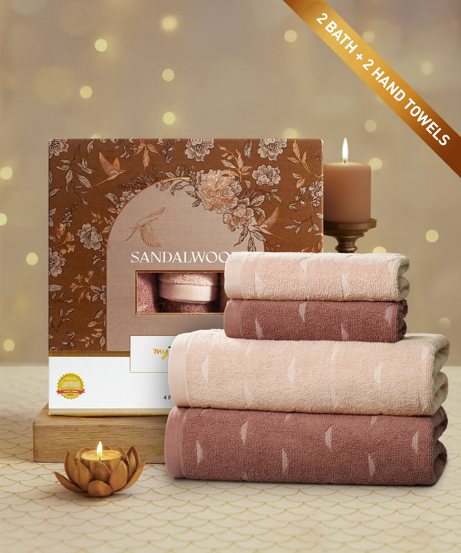 Aroma 4Pc Towel Set, Sandalwood| 500 GSM Cotton - Image 2