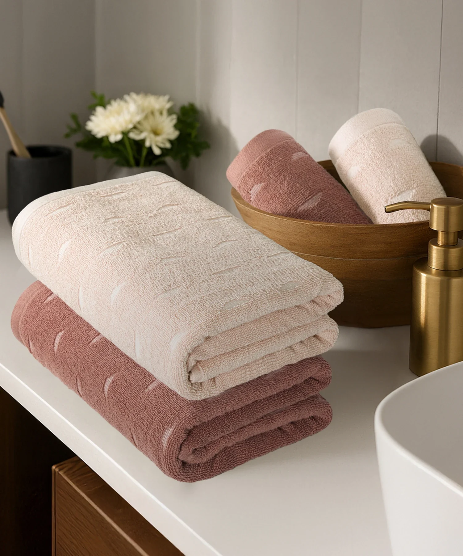 Aroma 4Pc Towel Set, Sandalwood| 500 GSM Cotton - Image 3