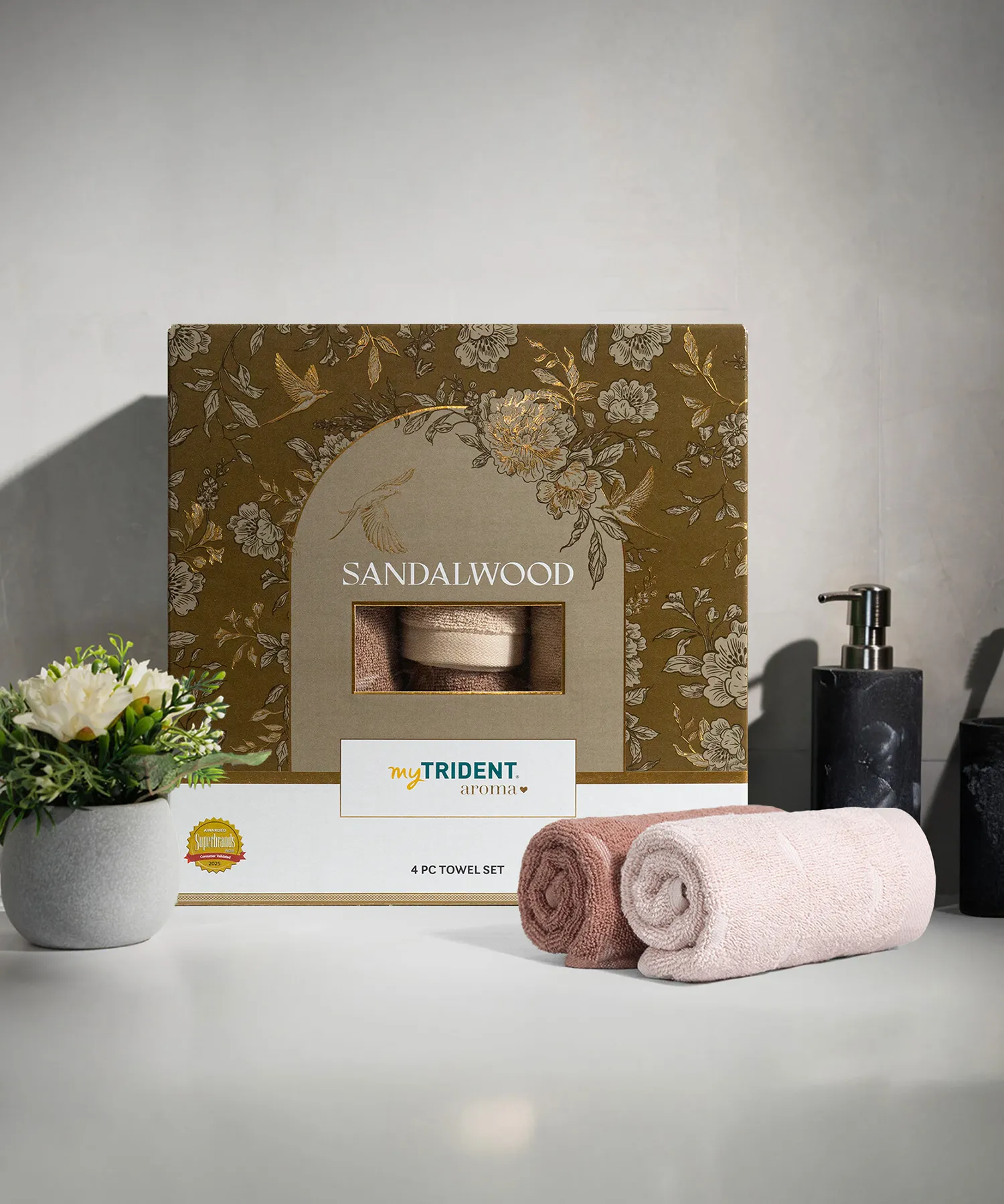 Aroma 4Pc Towel Set, Sandalwood| 500 GSM Cotton - Image 4