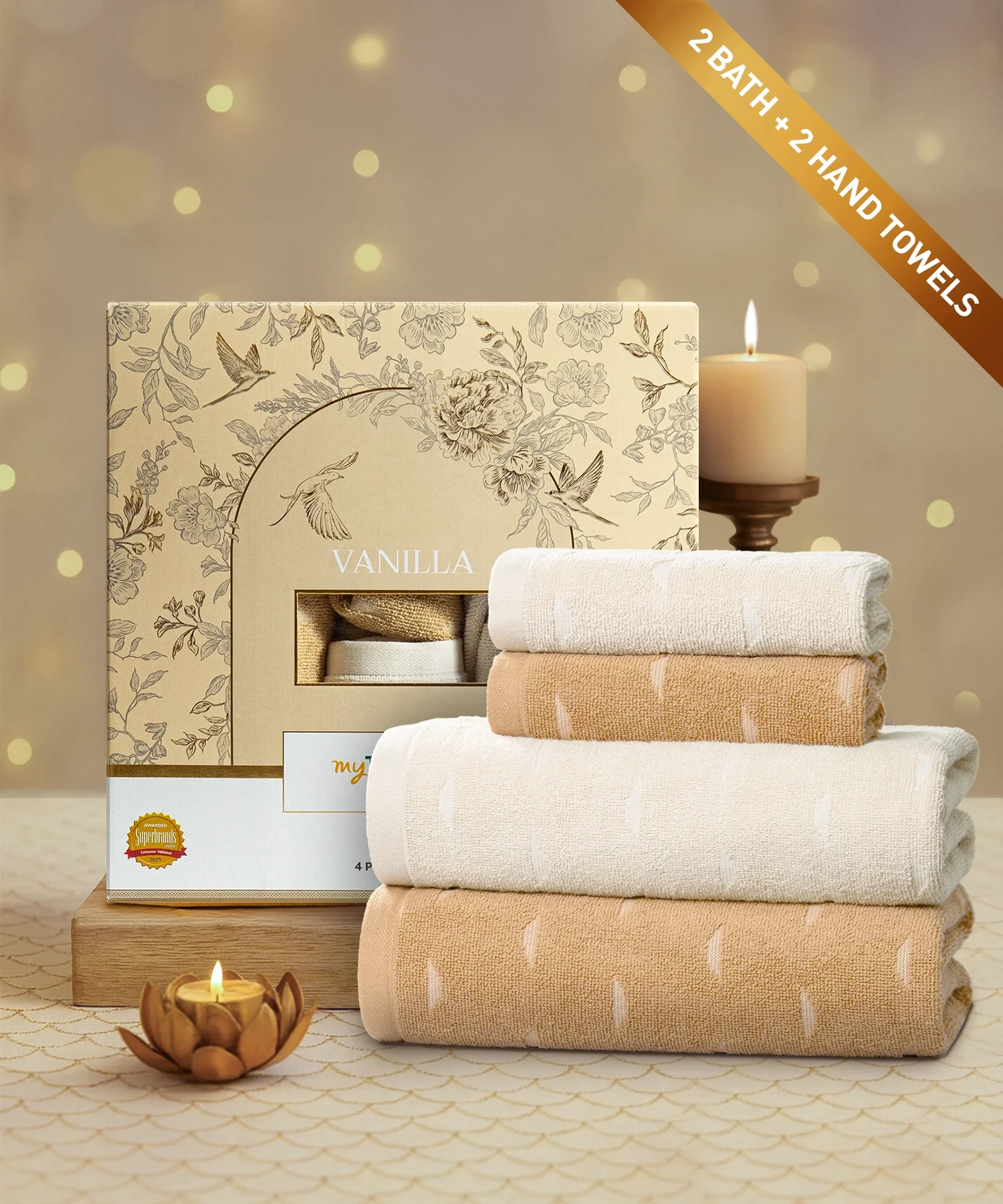 Aroma 4Pc Towel Set, Vanilla| 500 GSM Cotton - Image 2