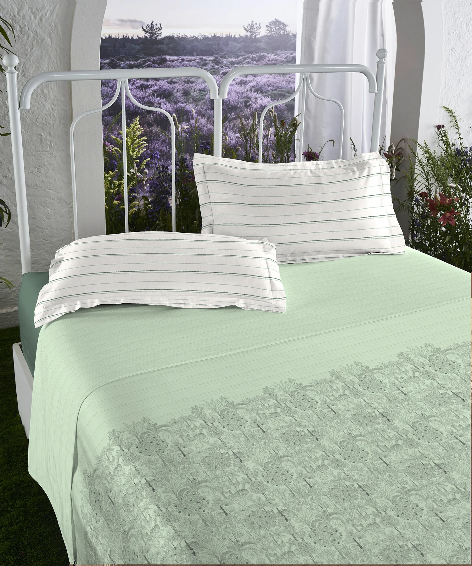 Aroma King Bedsheet Set, Green Apple Tickle|180 TC Cotton|2 Pillow Covers - Image 3