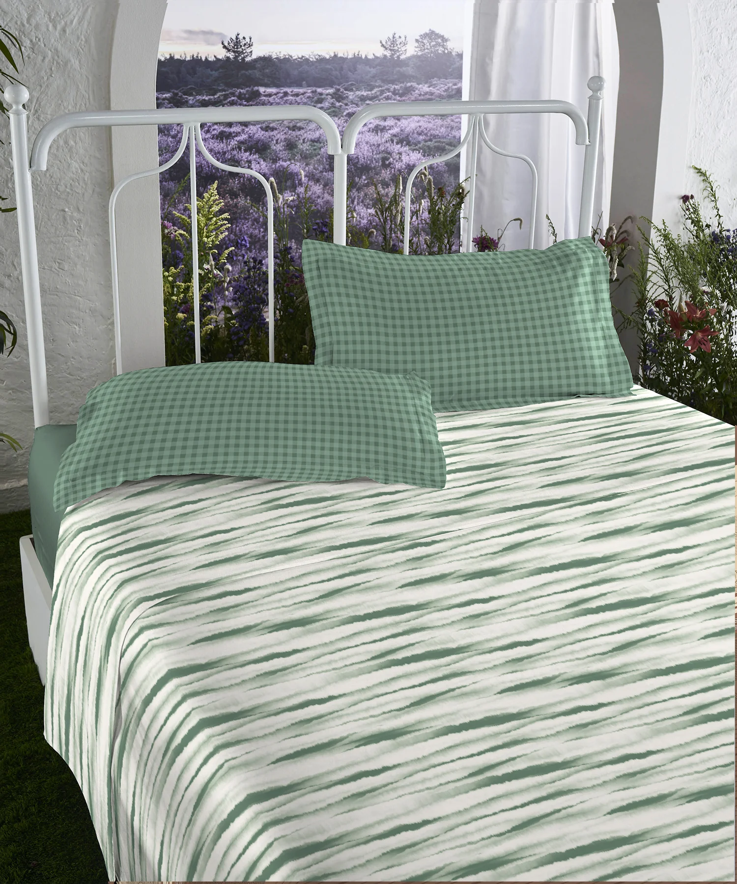 Aroma King Bedsheet Set, Green Apple Whirl|180 TC Cotton|2 Pillow Covers - Image 3