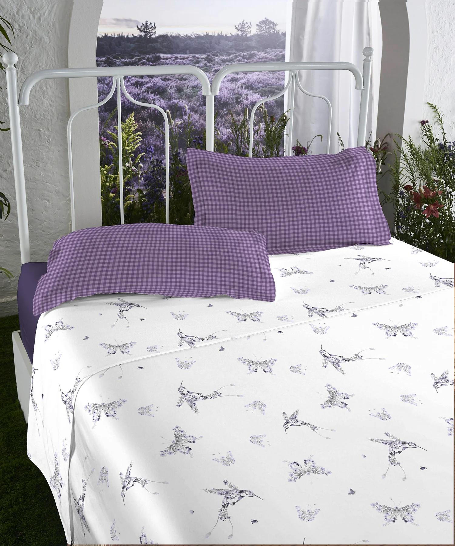 Aroma King Bedsheet Set, Lavender Heather|180 TC Cotton|2 Pillow Covers - Image 3