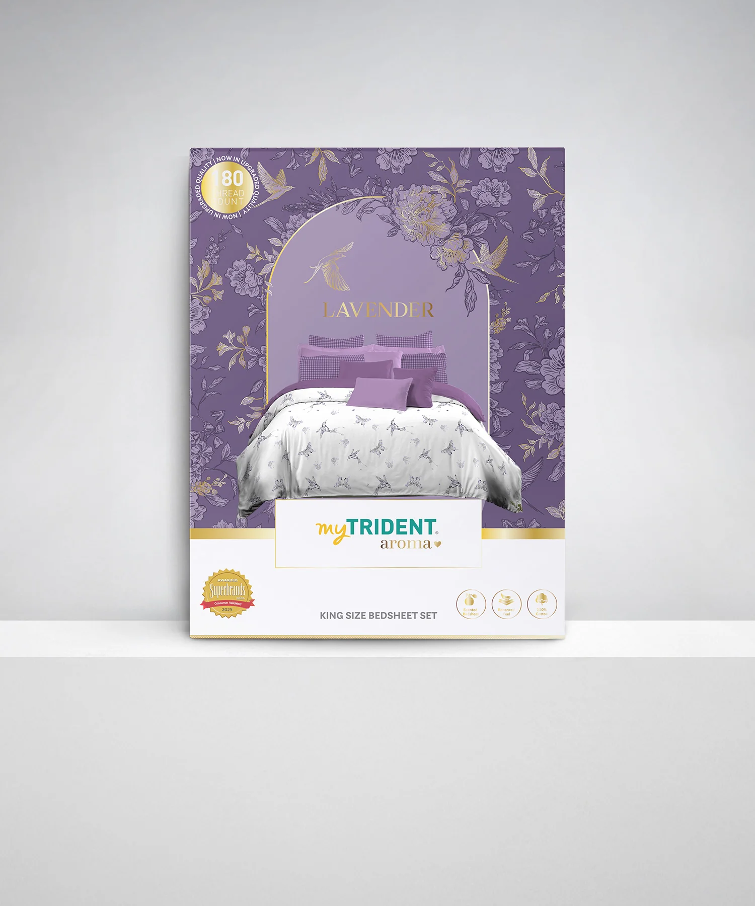 Aroma King Bedsheet Set, Lavender Heather|180 TC Cotton|2 Pillow Covers - Image 7