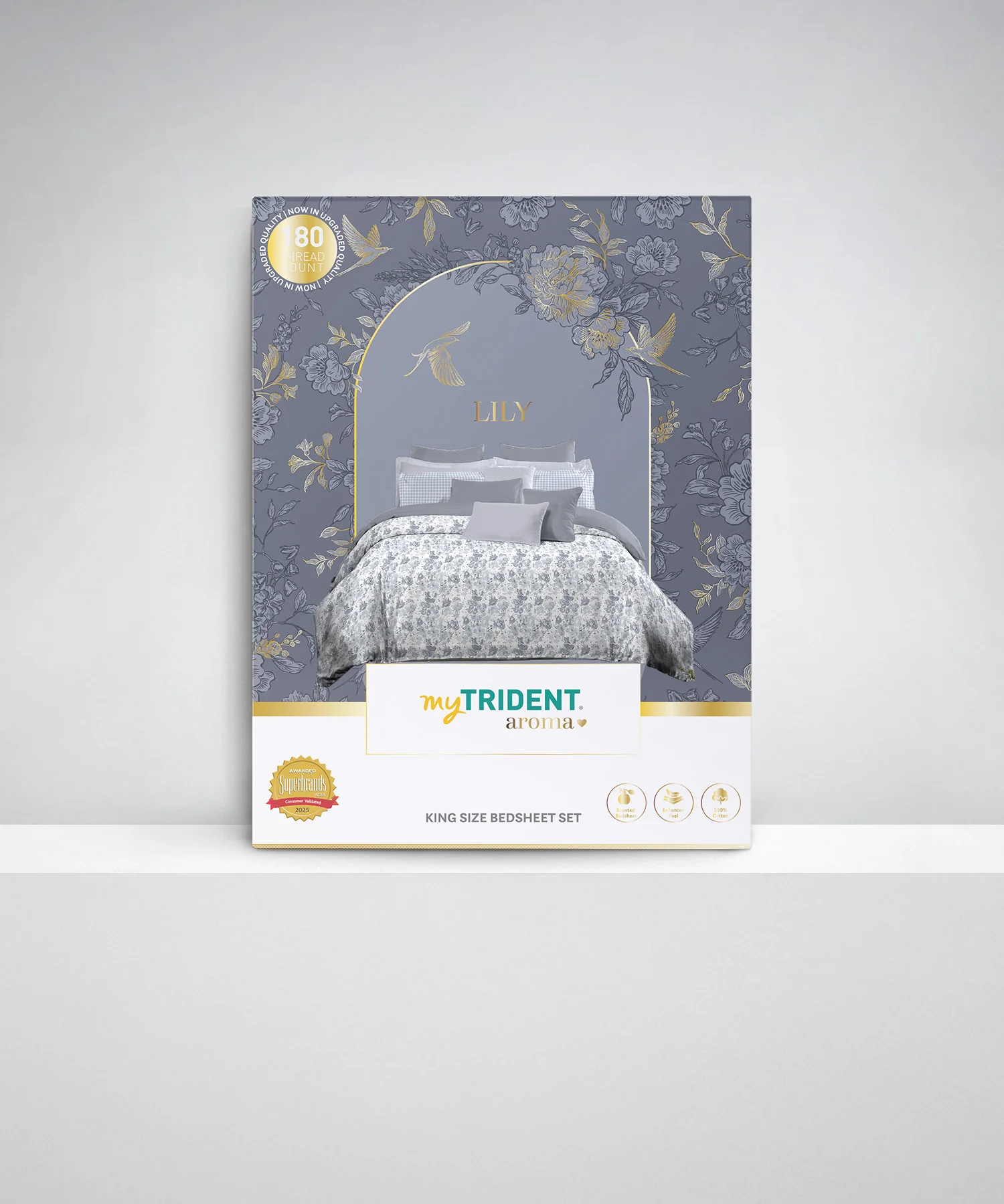 Aroma King Bedsheet Set, Lily Petal|180 TC Cotton|2 Pillow Covers - Image 7
