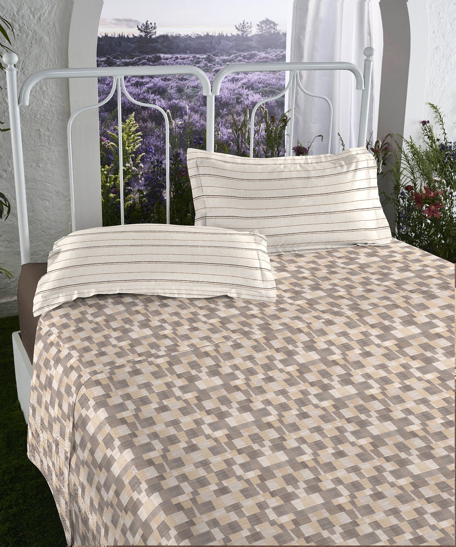 Aroma King Bedsheet Set, Sandalwood Root|180 TC Cotton|2 Pillow Covers - Image 3