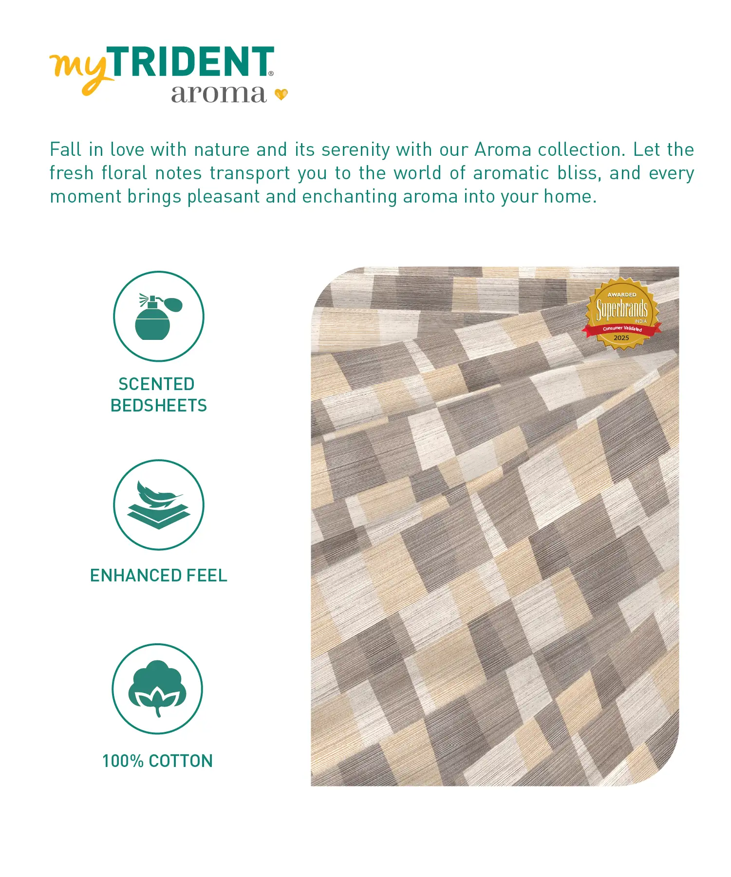 Aroma King Bedsheet Set, Sandalwood Root|180 TC Cotton|2 Pillow Covers - Image 8