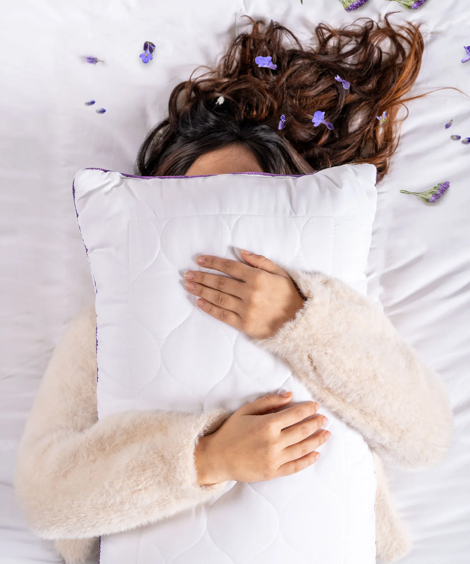Aroma 1 Pc Pillow, Lavender, White|650 GSM Polyester - Image 4