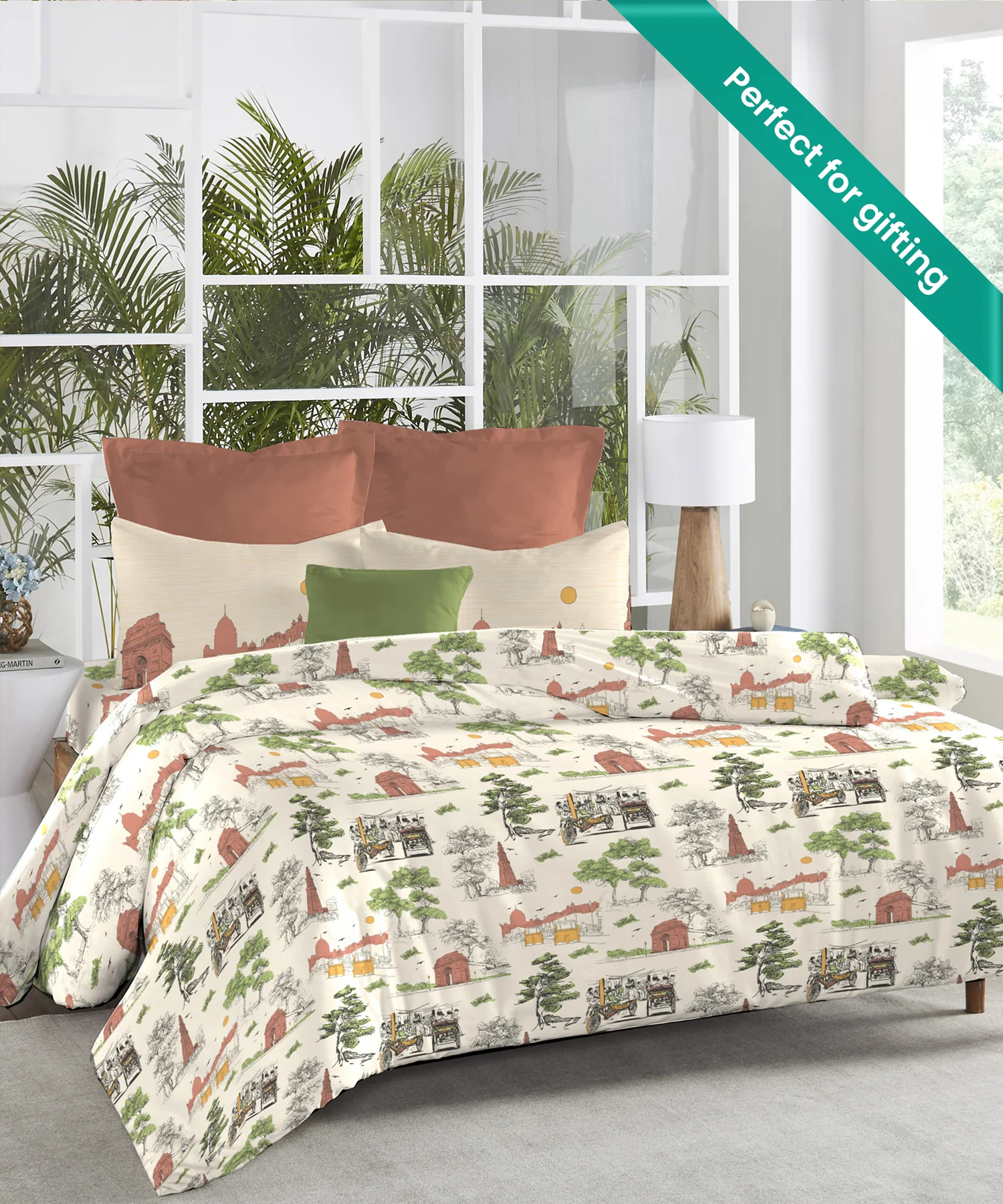 Atulaya Bharat King Bedsheet Set, Dilwalo Ki Dilli|144 TC Cotton|2 Pillow Covers - Image 5