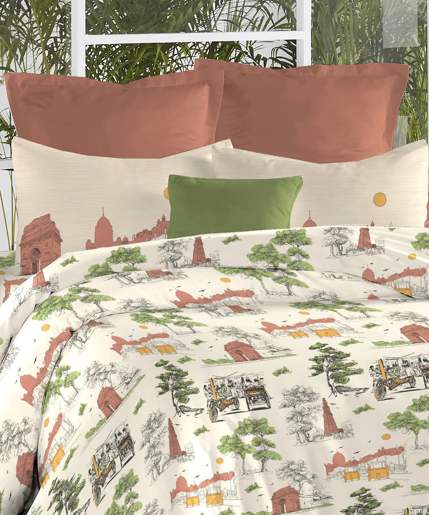 Atulaya Bharat King Bedsheet Set, Dilwalo Ki Dilli|144 TC Cotton|2 Pillow Covers - Image 8