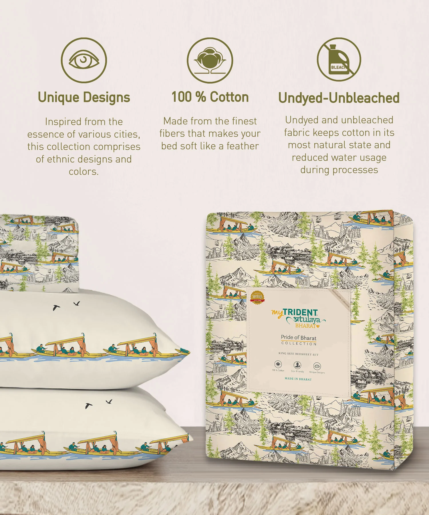 Atulaya Bharat King Bedsheet Set, Kashmir Ki Kali|144 TC Cotton|2 Pillow Covers - Image 7