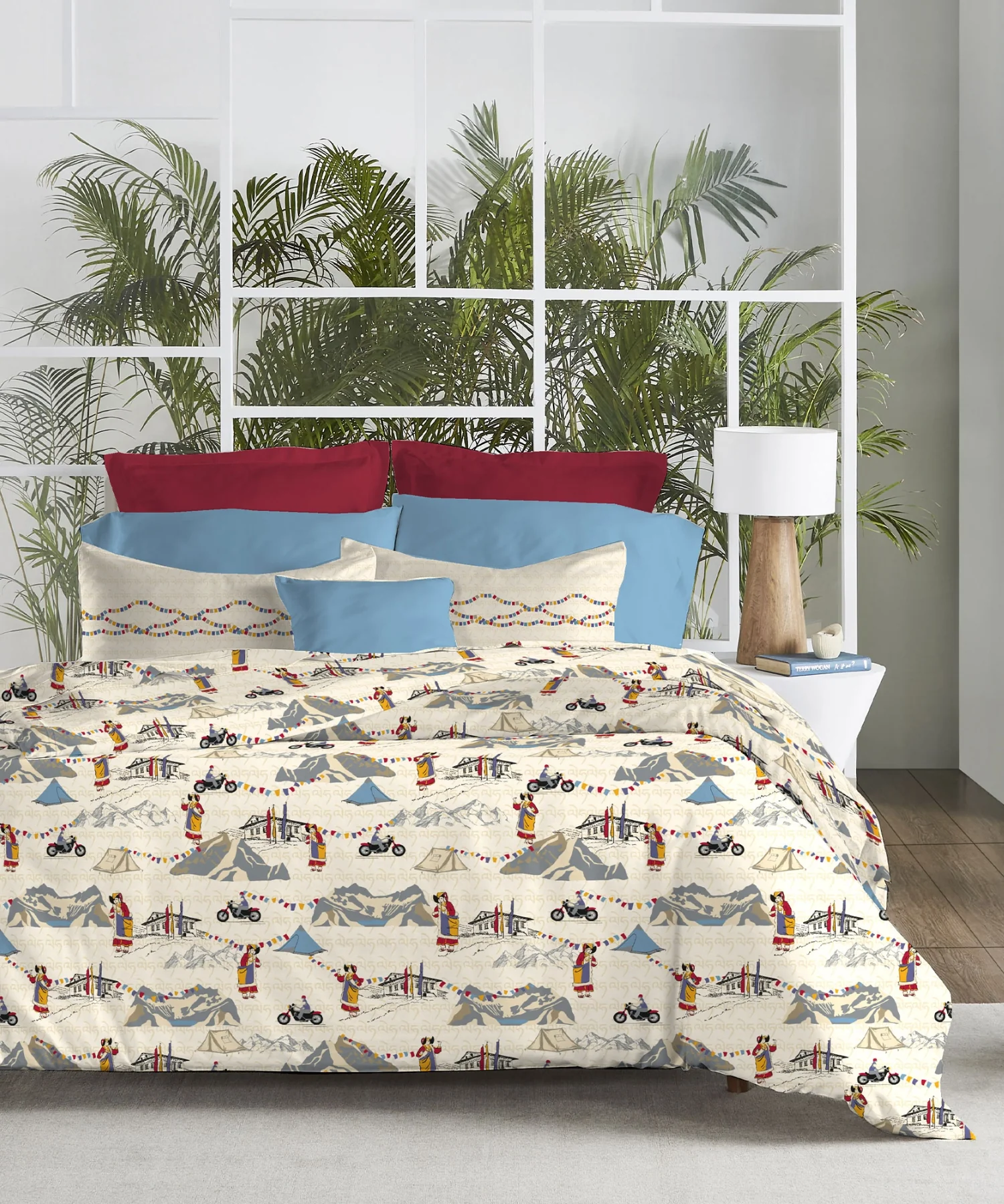 Atulaya Bharat King Bedsheet Set, Leh Rang Rah|144 TC Cotton|2 Pillow Covers - Image 4