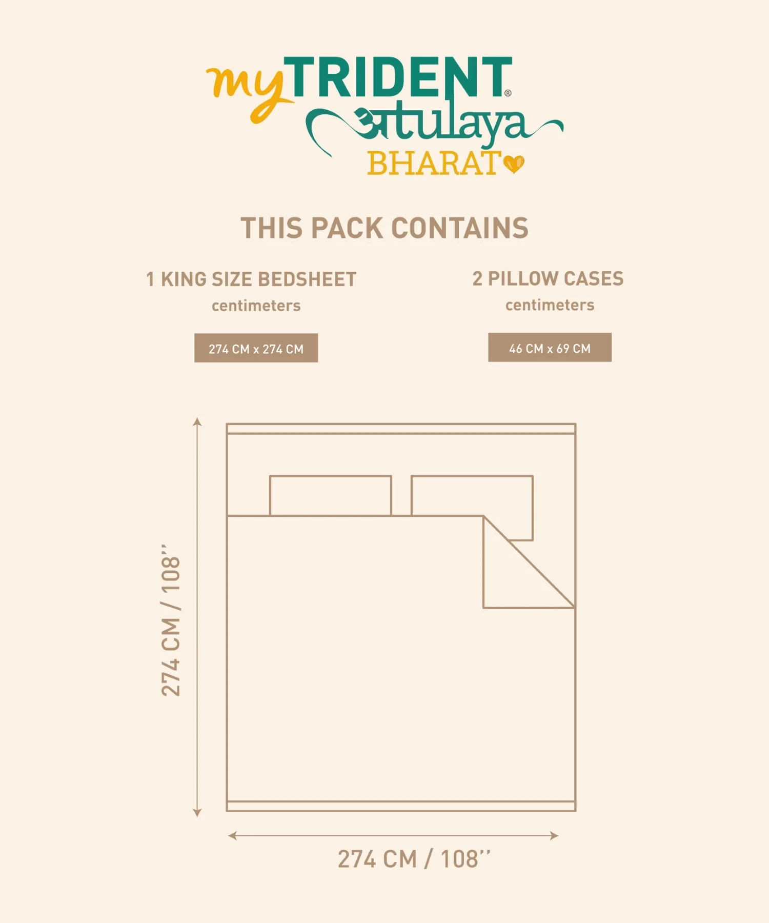 Atulaya Bharat King Bedsheet Set, Tea Heaven|144 TC Cotton|2 Pillow Covers - Image 8