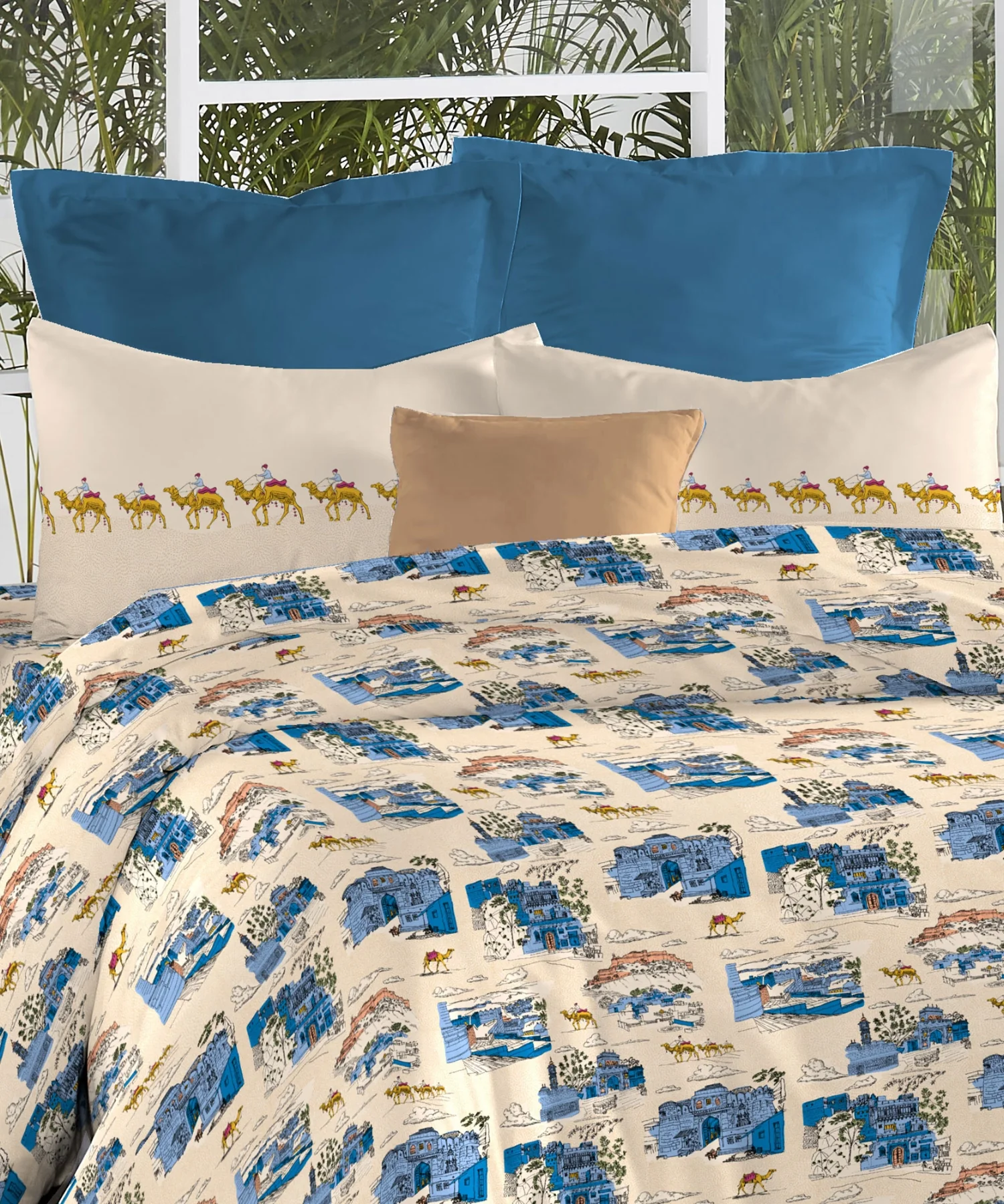 Atulaya Bharat King Bedsheet Set, Surya Nagri|144 TC Cotton|2 Pillow Covers - Image 3