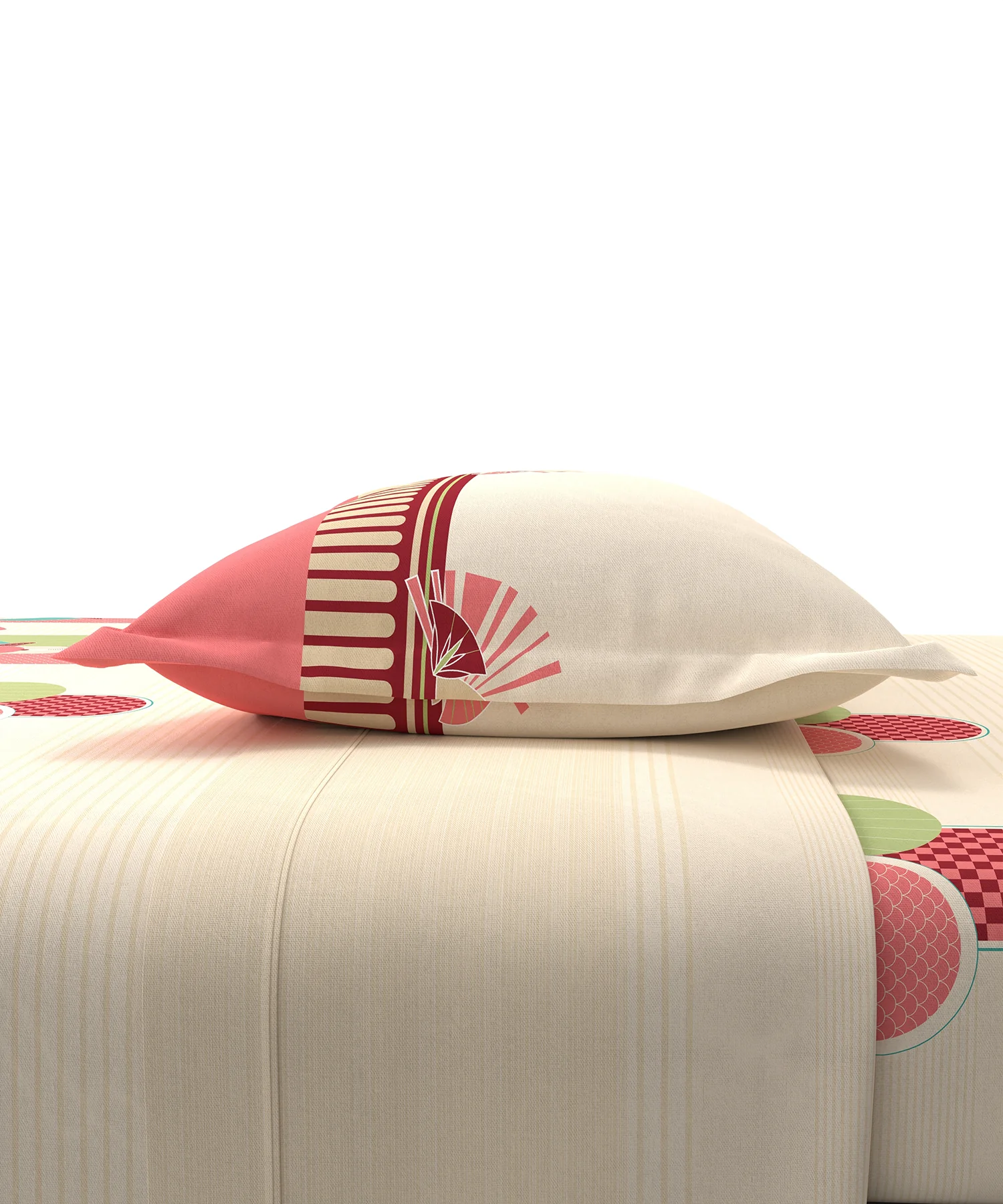 Carnival Gold Art Deco King Bedsheet, Pharaoh Red| 144 TC Cotton| 2 Pillow Covers - Image 3