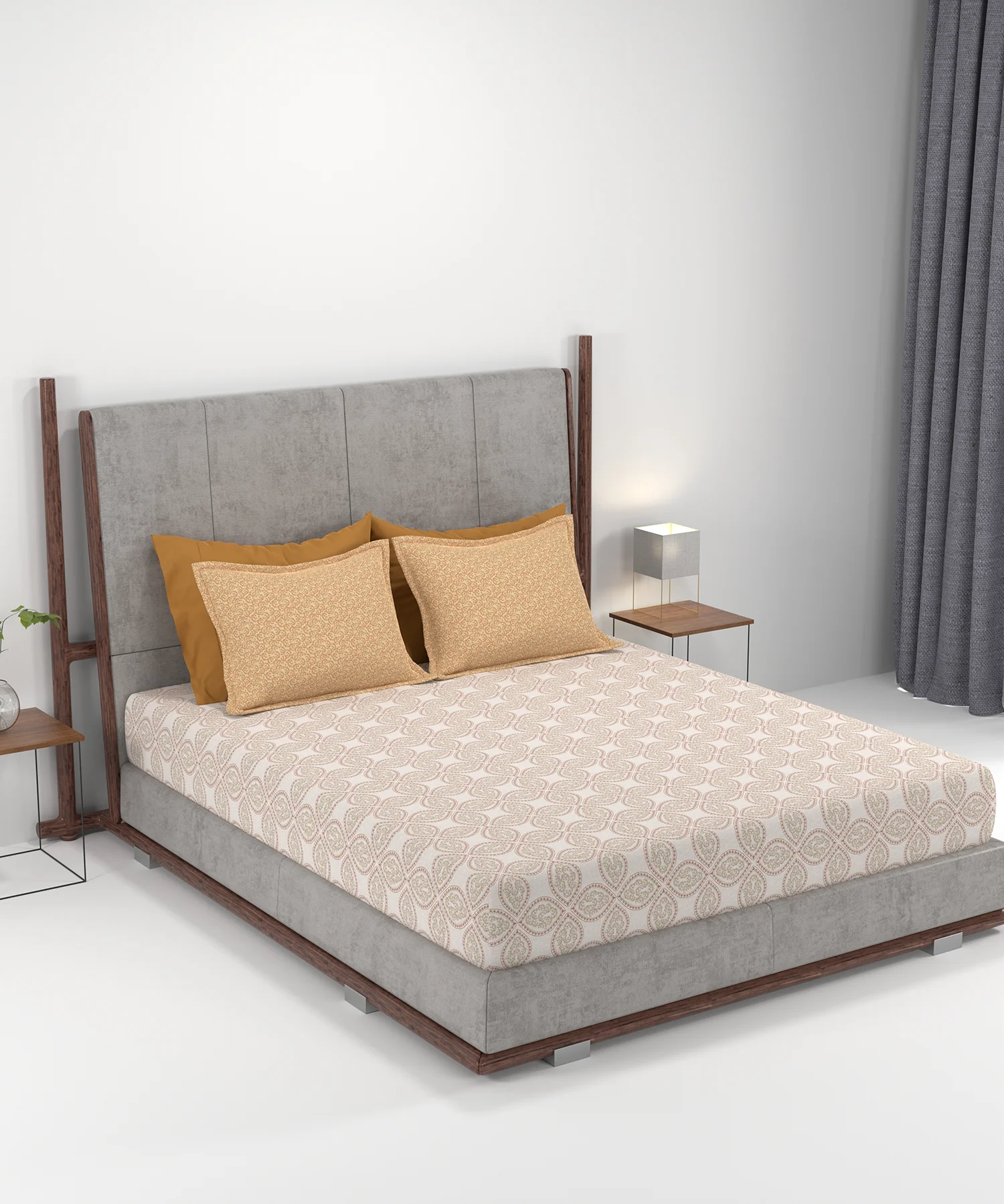 Carnival Ornate Queen Bedsheet, Chaithra Orange |144 TC Cotton| 2 Pillow Covers - Image 6