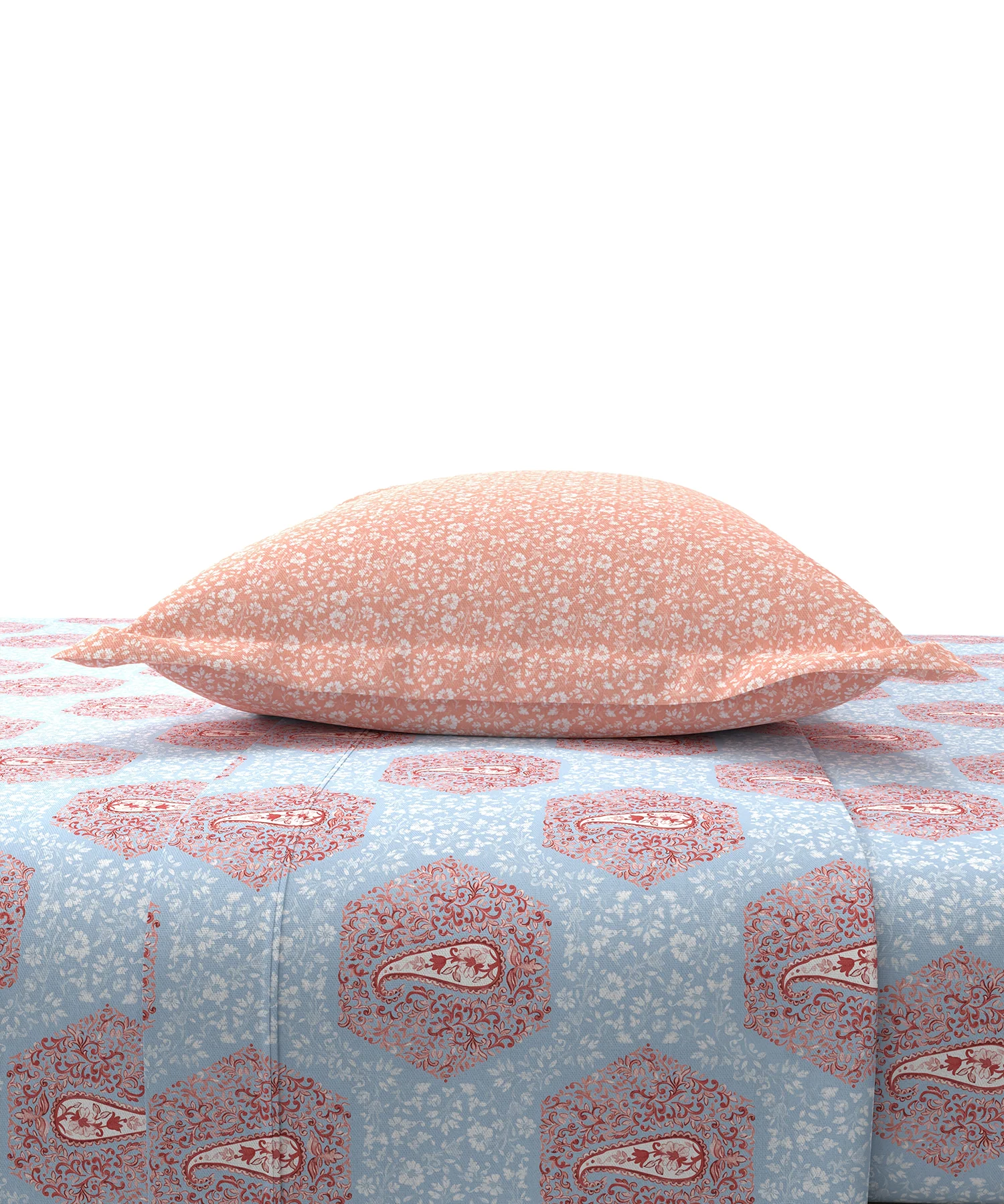 Carnival Ornate Queen Bedsheet, Heer Powder Blue|144 TC Cotton| 2 Pillow Covers - Image 3
