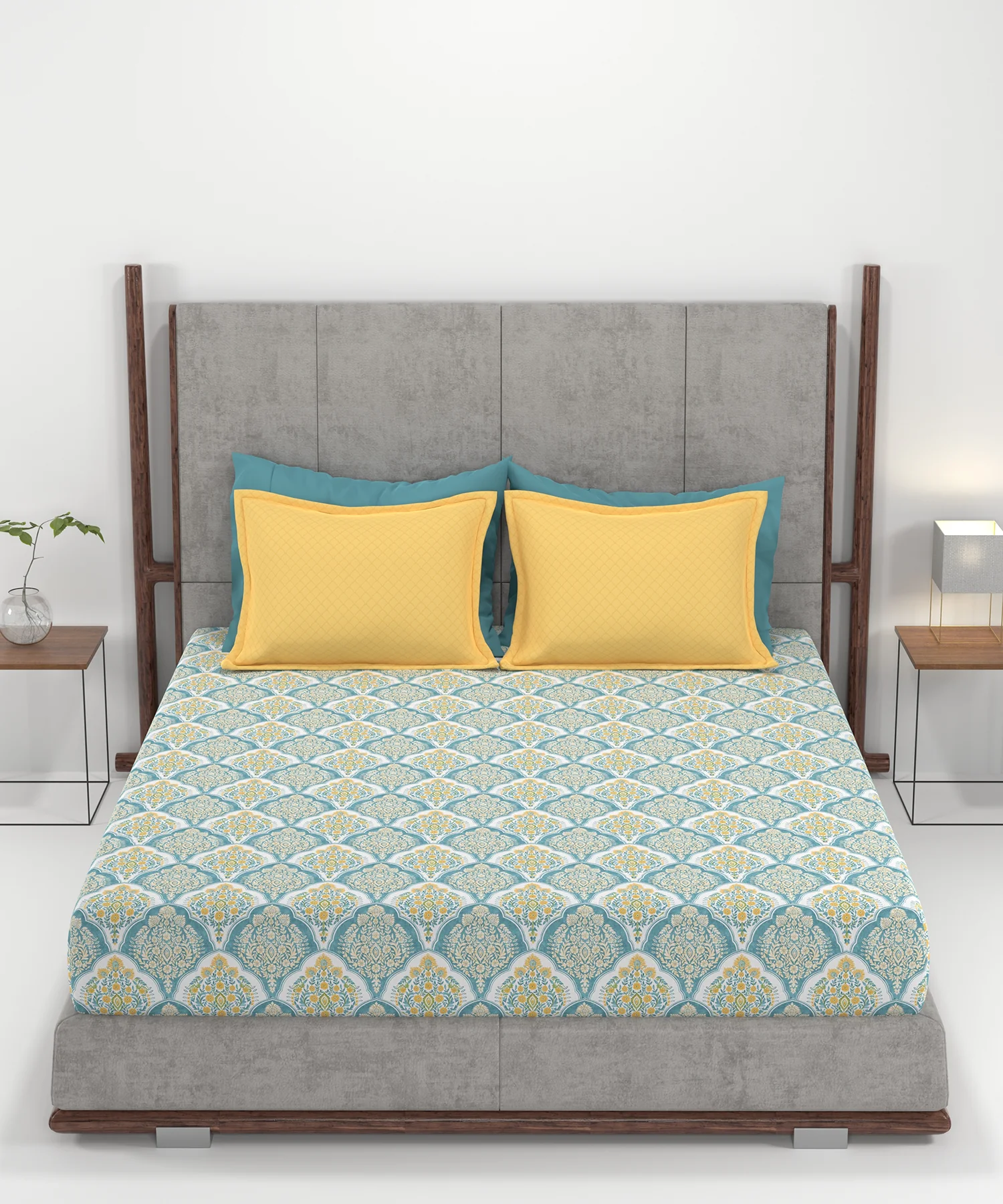 Carnival Ornate Queen Bedsheet, Manohari Cobalt Blue|144 TC Cotton| 2 Pillow Covers - Image 4