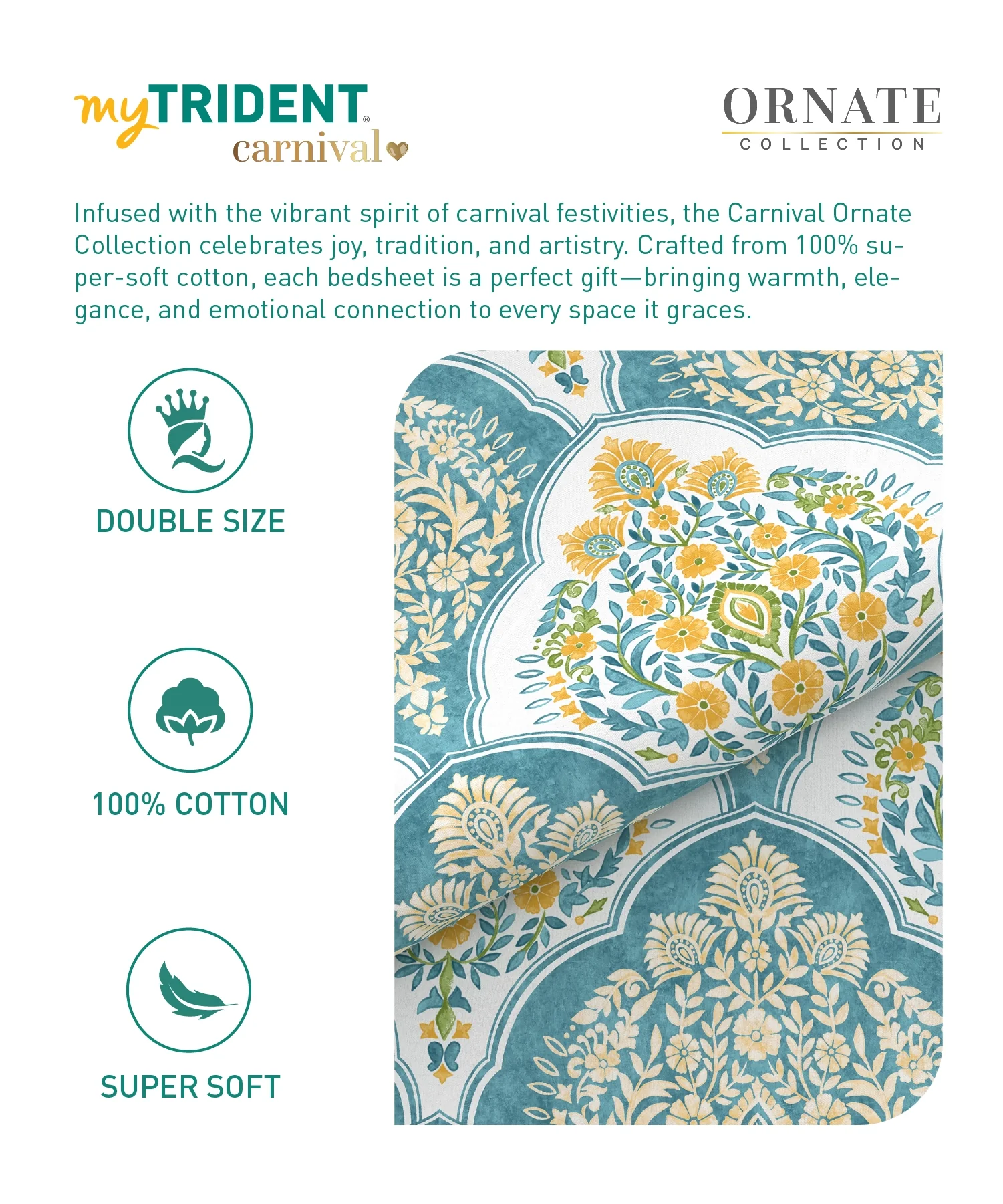 Carnival Ornate Queen Bedsheet, Manohari Cobalt Blue|144 TC Cotton| 2 Pillow Covers - Image 8