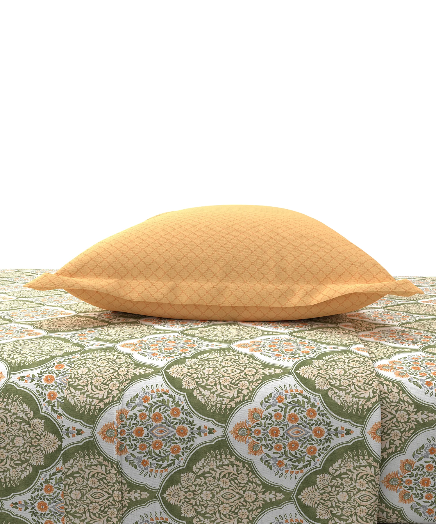 Carnival Ornate Queen Bedsheet, Manohari Sage |144 TC Cotton| 2 Pillow Covers - Image 3