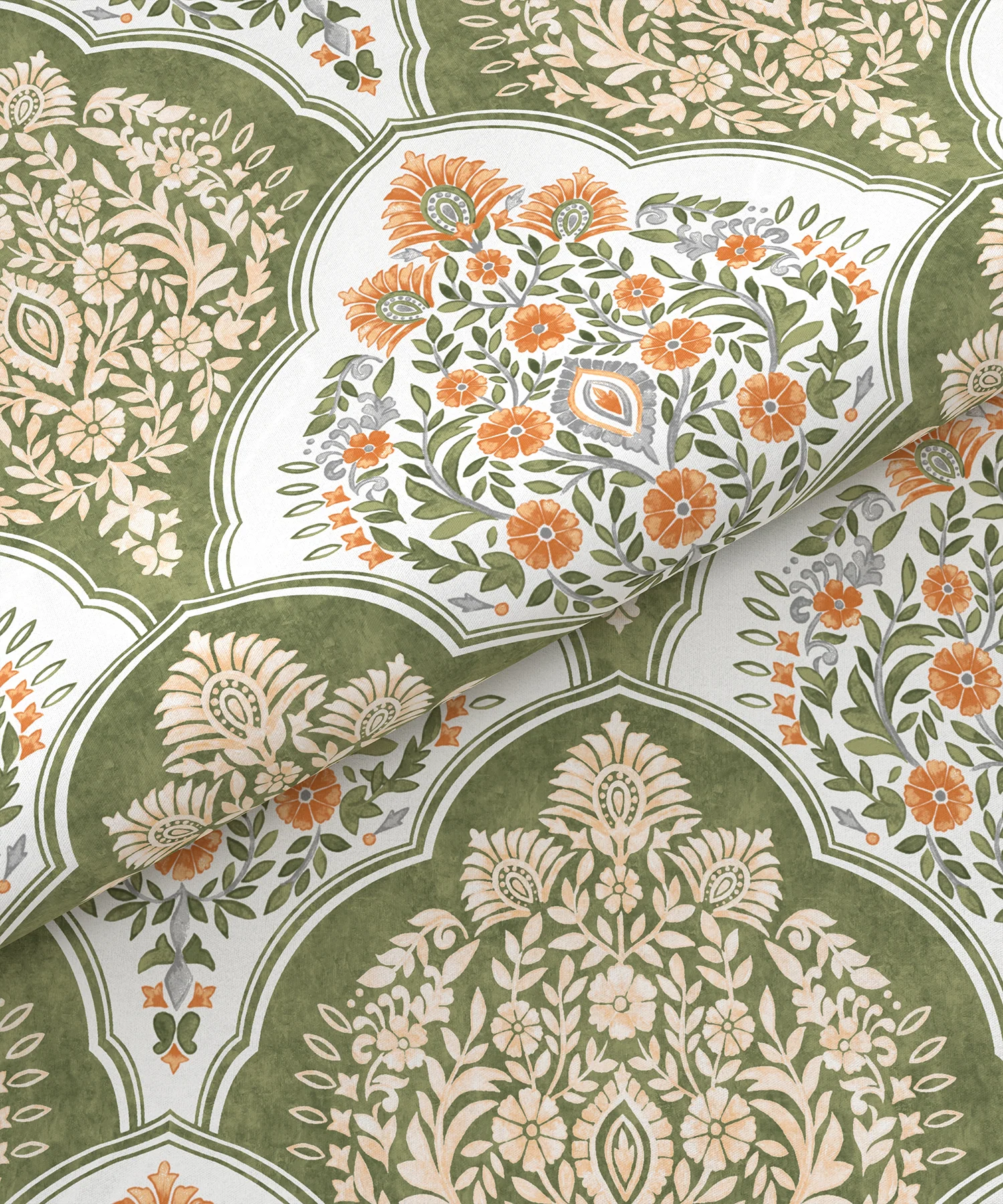 Carnival Ornate Queen Bedsheet, Manohari Sage |144 TC Cotton| 2 Pillow Covers - Image 6