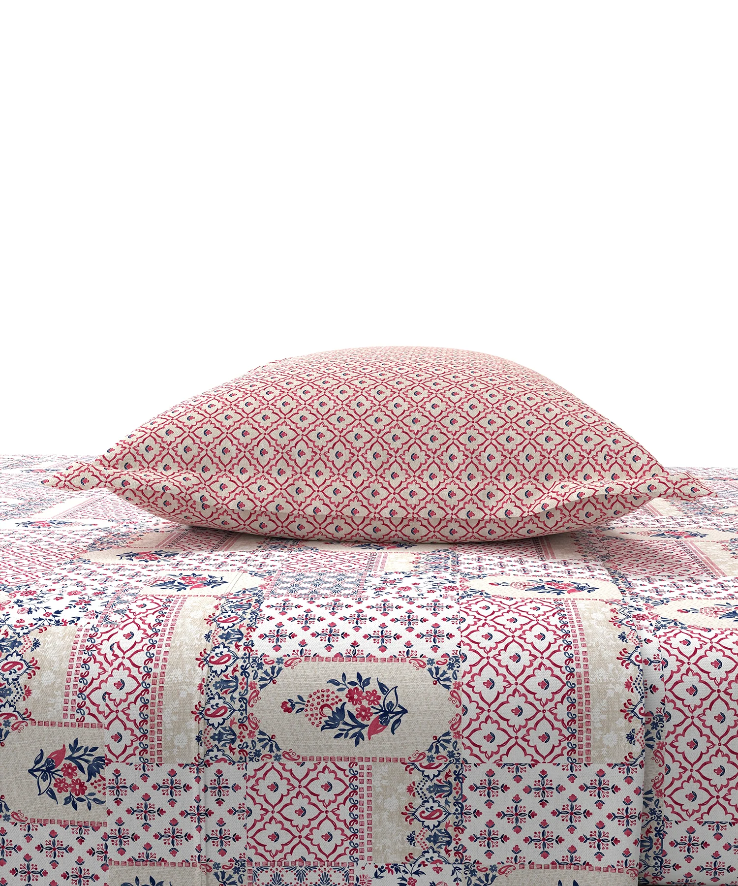 Carnival Ornate Queen Bedsheet, Meera Pink|144 TC Cotton| 2 Pillow Covers - Image 3