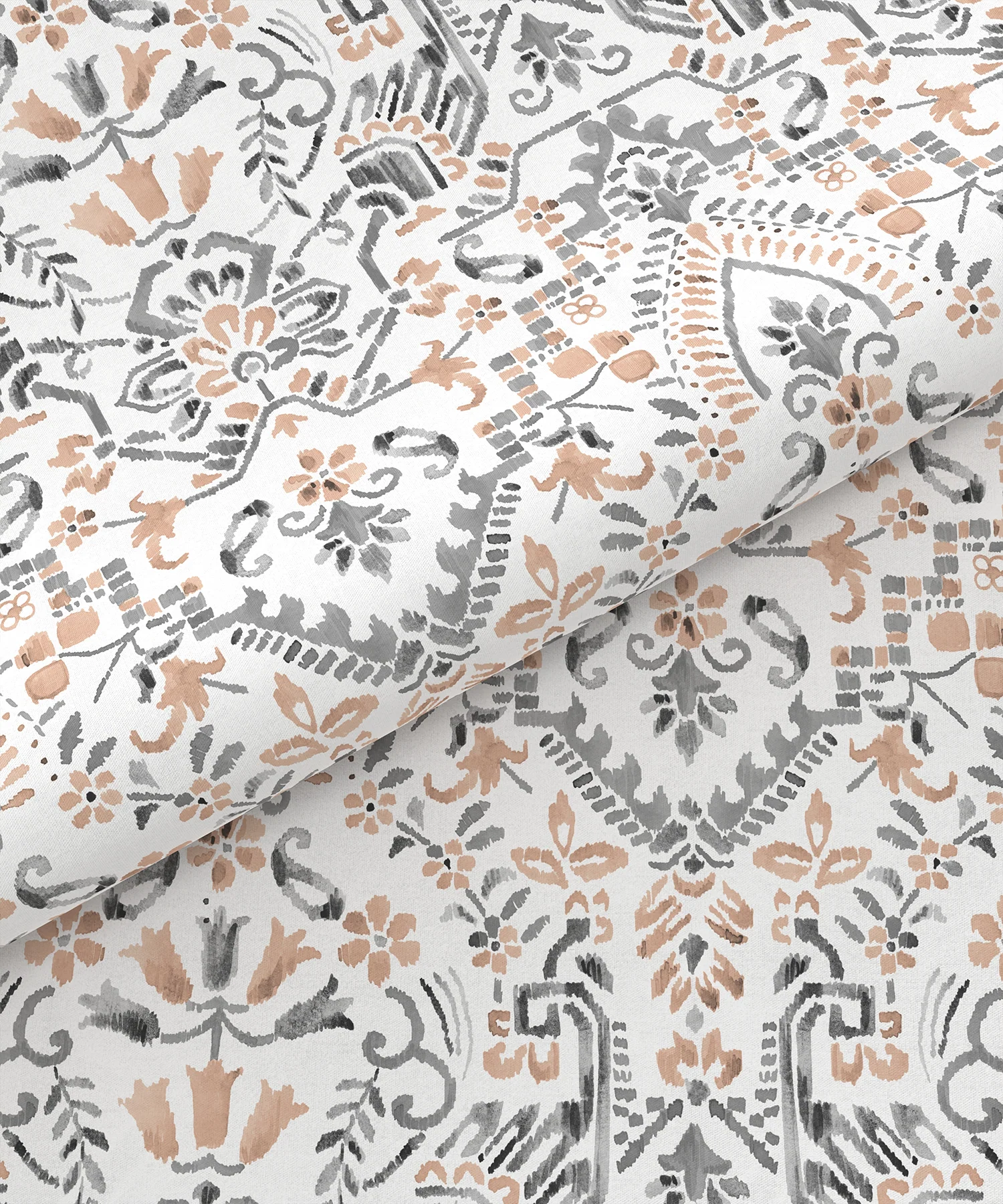 Carnival Ornate Queen Bedsheet, Mehendi Grey |144 TC Cotton| 2 Pillow Covers - Image 6