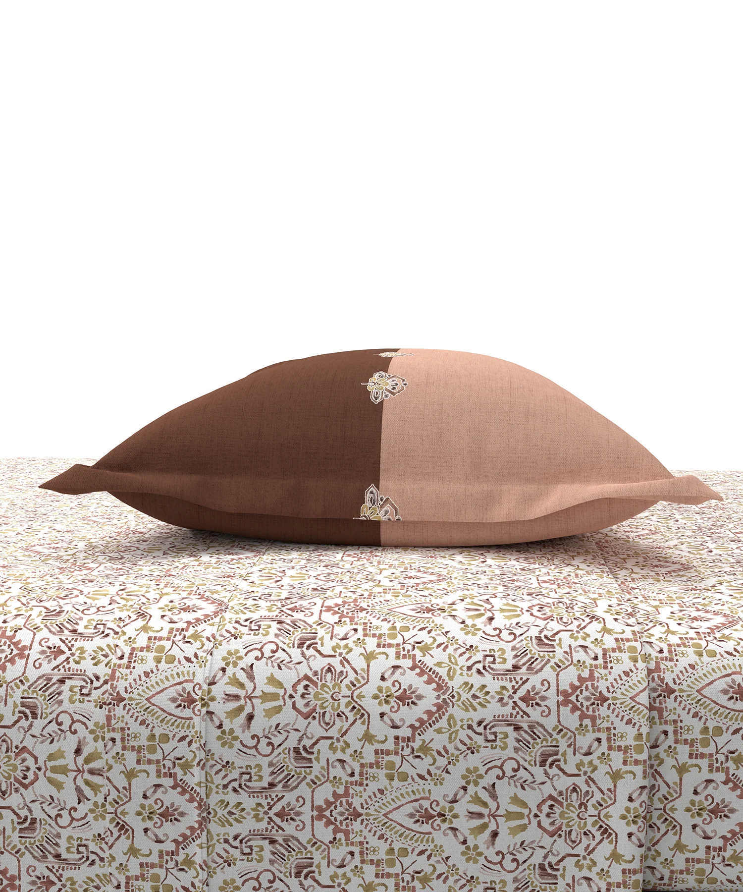 Carnival Ornate Queen Bedsheet, Mehendi Rust |144 TC Cotton| 2 Pillow Covers - Image 3