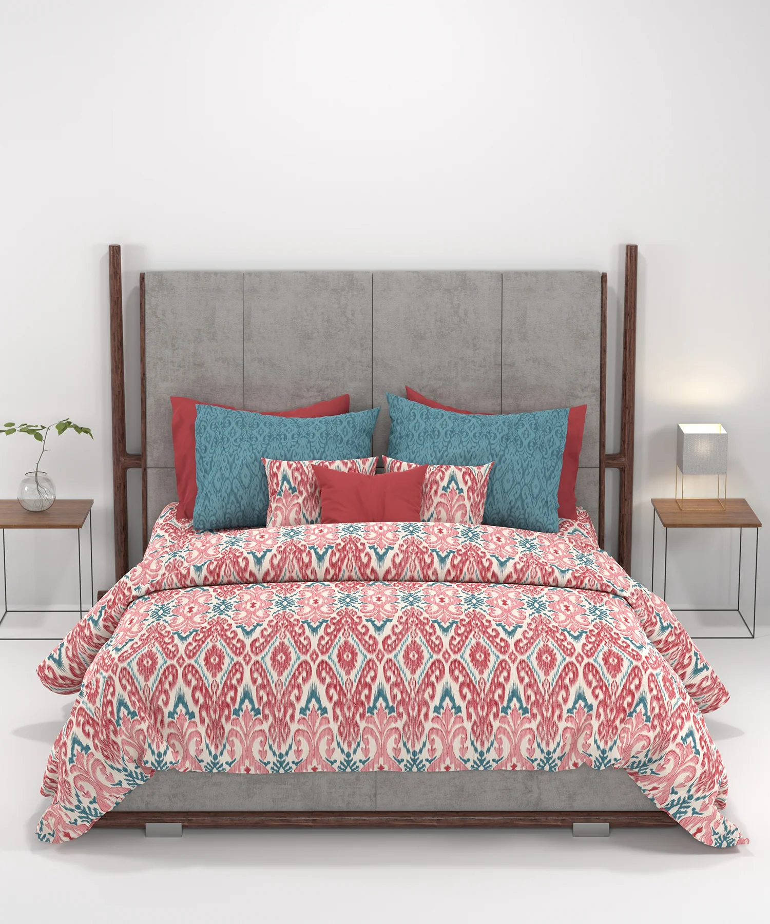 Carnival Ornate Queen Bedsheet, Saaj Red |144 TC Cotton| 2 Pillow Covers