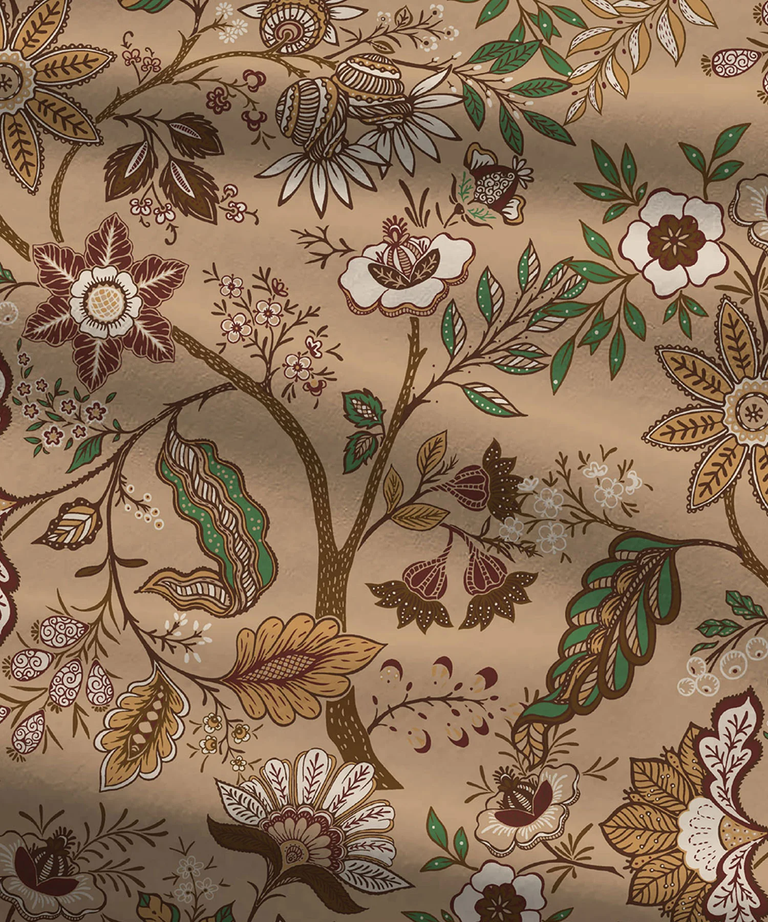 Celebration Queen Bedsheet Set, Chintz Brown|144 TC Cotton|2 Pillow Covers - Image 5