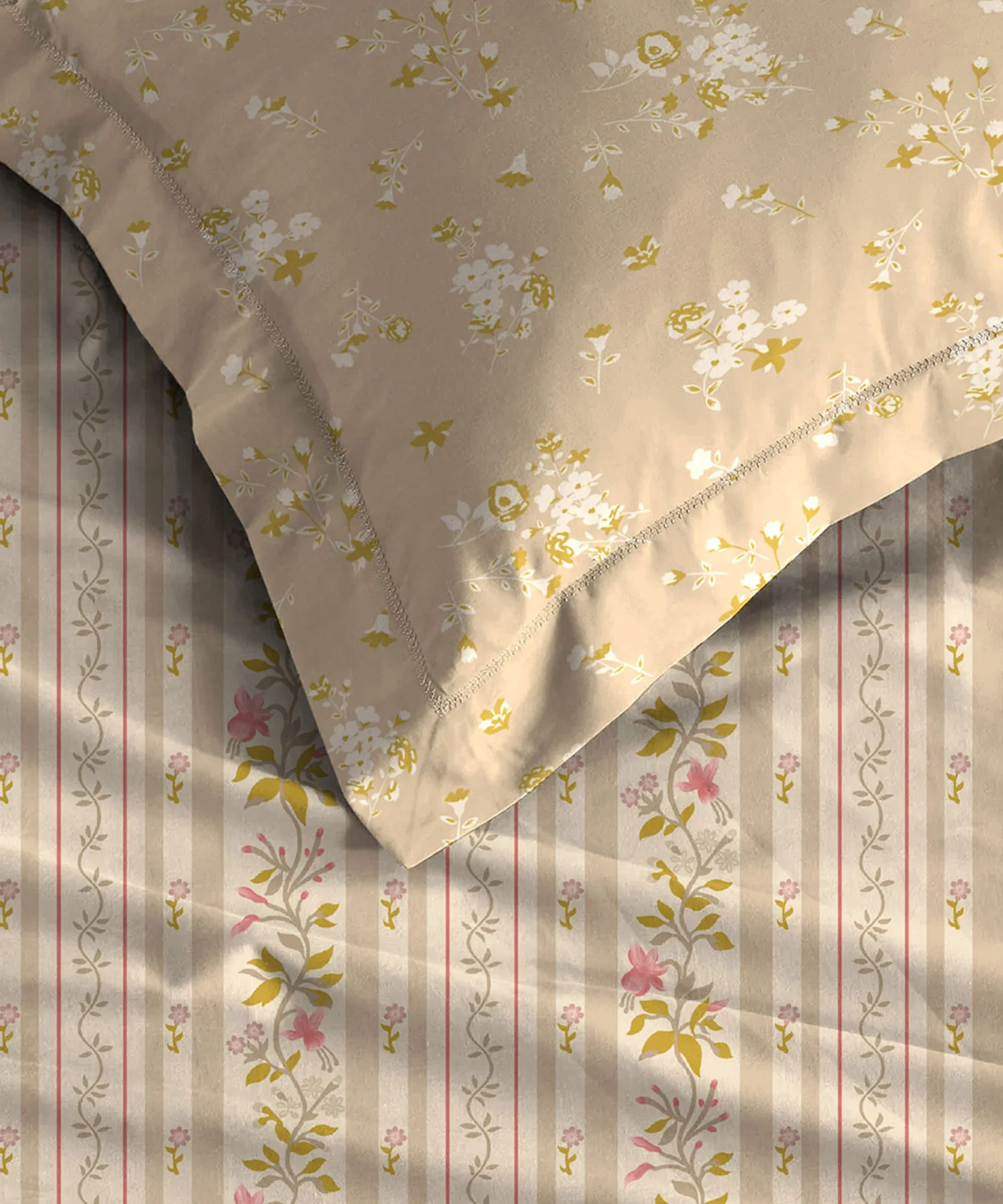 Celebration Queen Bedsheet Set, English Garden Pink|144 TC Cotton|2 Pillow Covers - Image 3