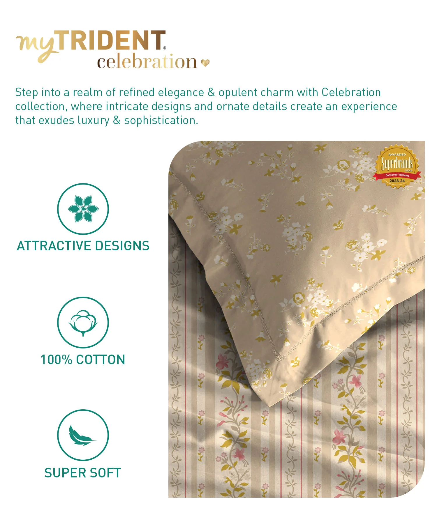 Celebration Queen Bedsheet Set, English Garden Pink|144 TC Cotton|2 Pillow Covers - Image 6