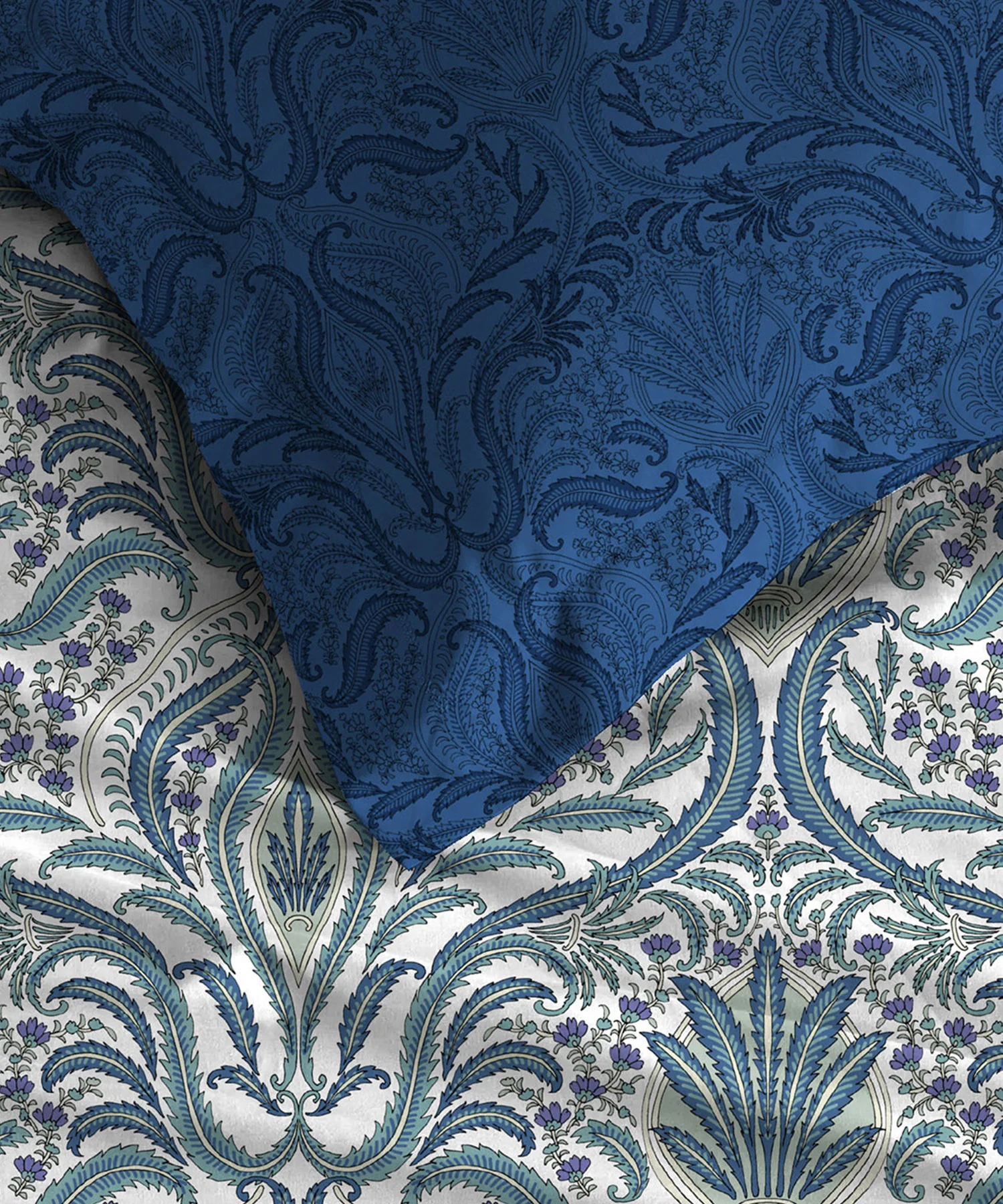 Celebration Queen Bedsheet Set, Gulnaz Blue|144 TC Cotton|2 Pillow Covers - Image 3