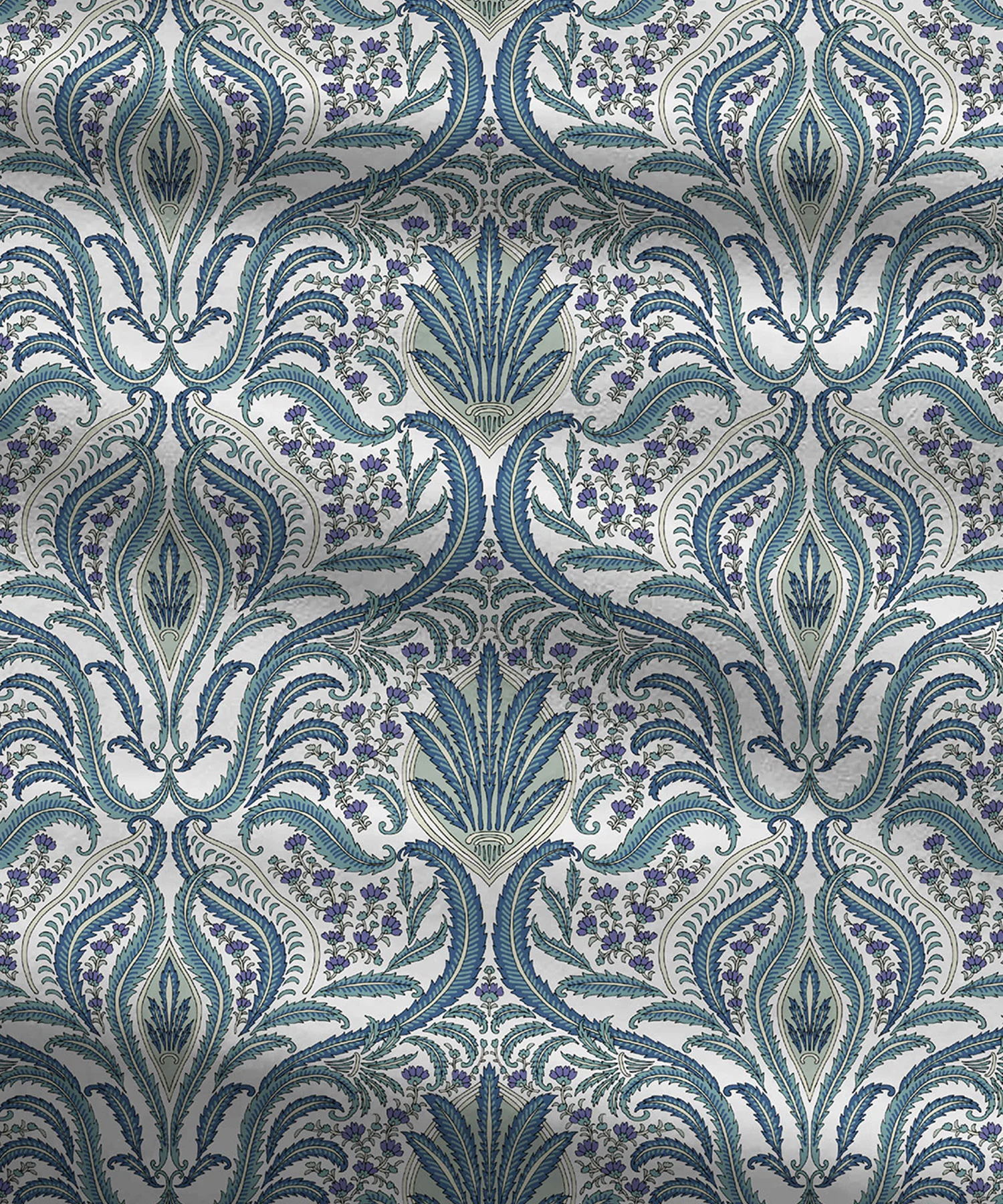 Celebration Queen Bedsheet Set, Gulnaz Blue|144 TC Cotton|2 Pillow Covers - Image 5