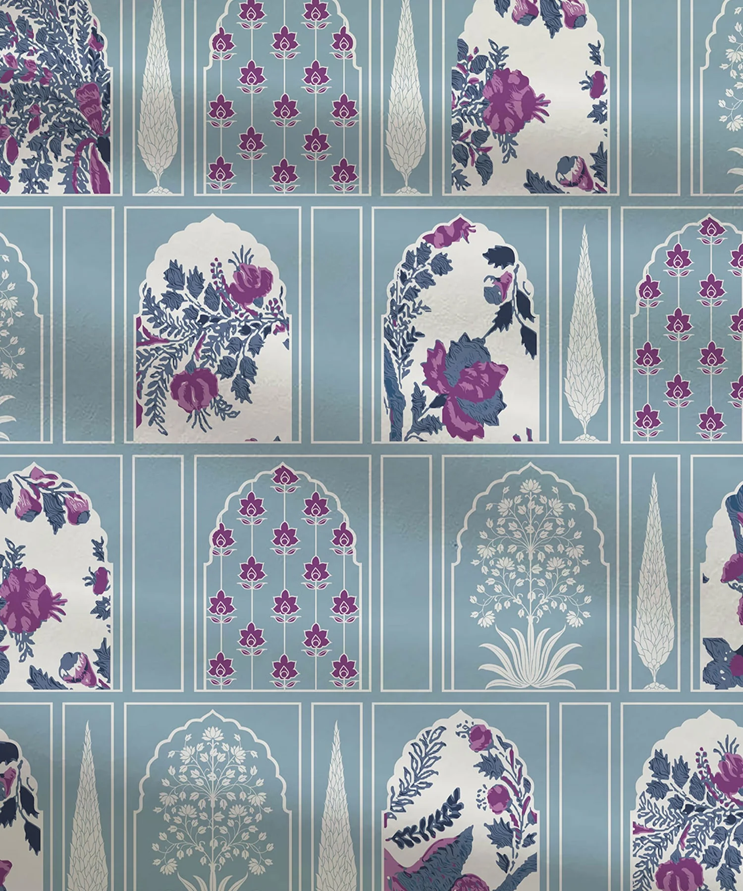 Celebration Queen Bedsheet Set, Aangan Blue | 144 TC Cotton| 2 Pillow Covers - Image 6