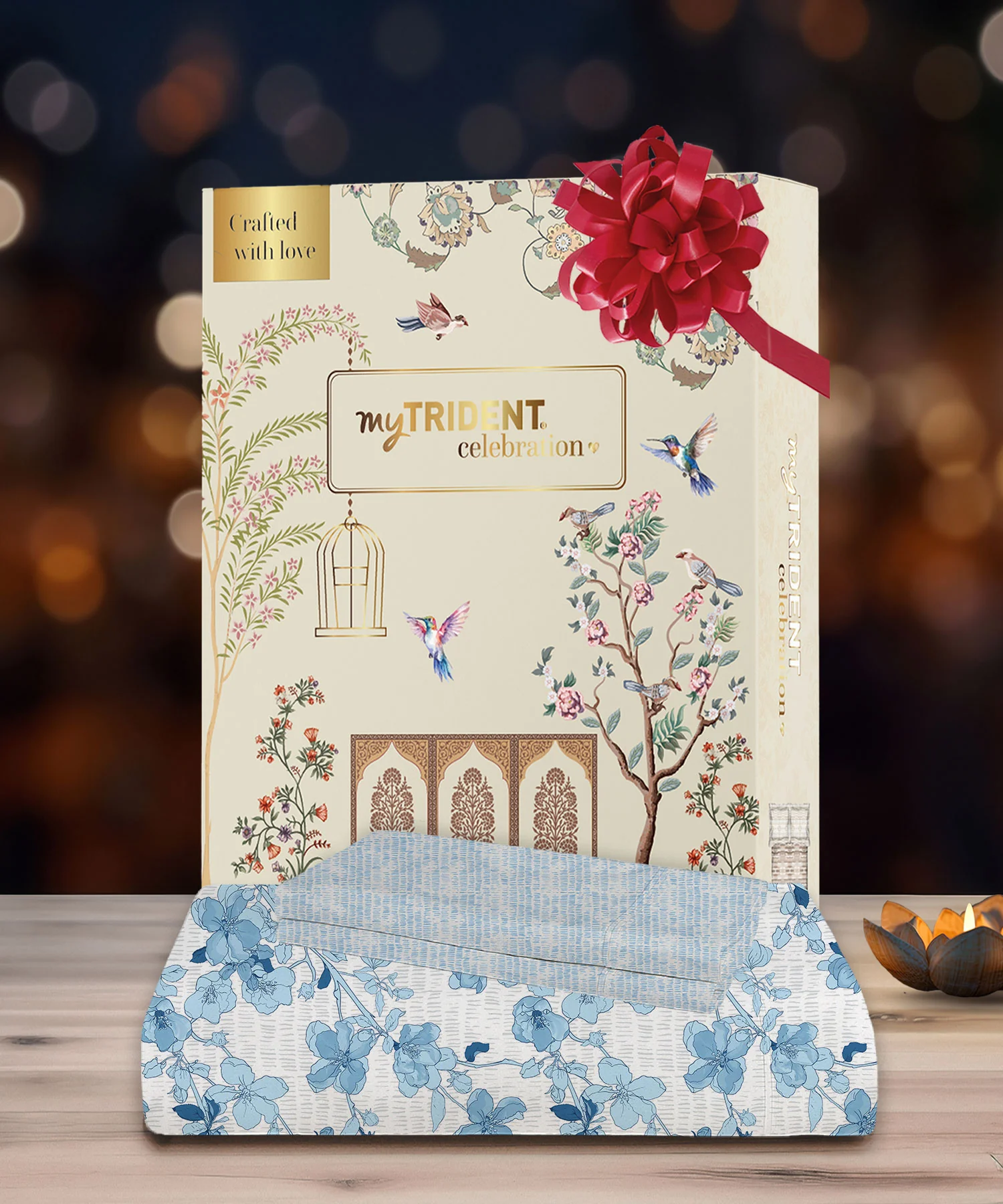 Celebration Queen Bedsheet Set, Shabnam Blue|144 TC Cotton|2 Pillow Covers - Image 2