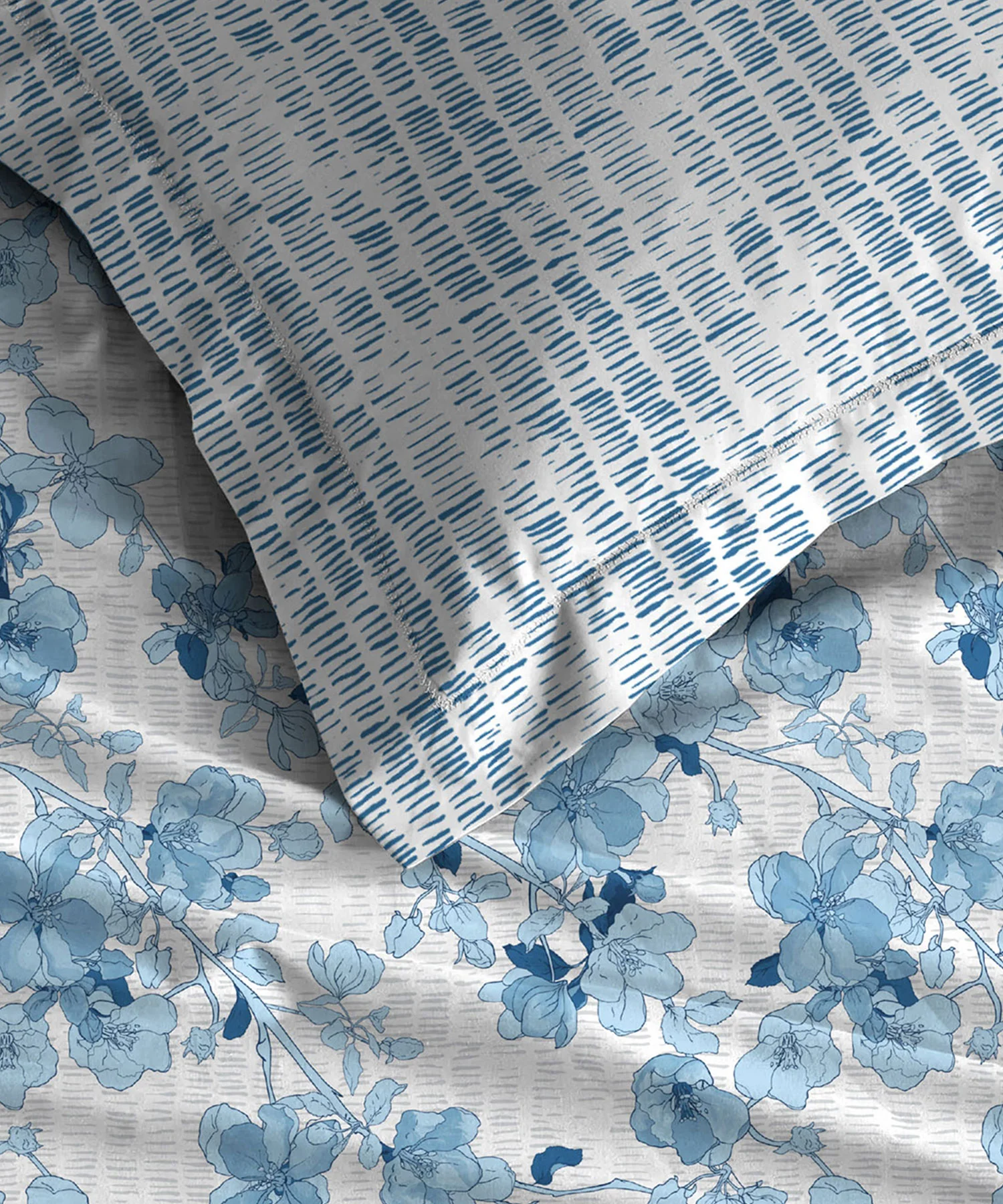 Celebration Queen Bedsheet Set, Shabnam Blue|144 TC Cotton|2 Pillow Covers - Image 3