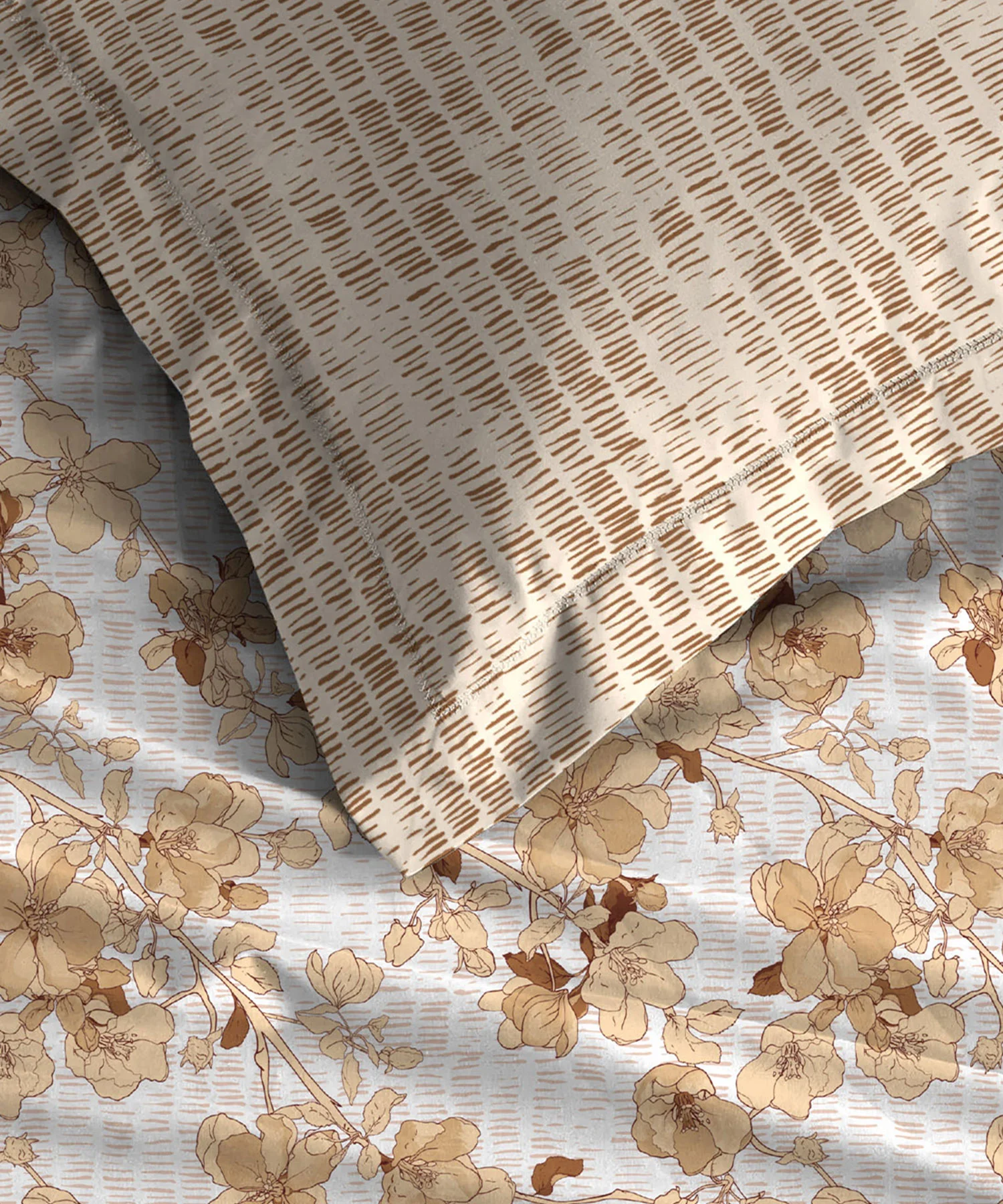 Celebration Queen Bedsheet Set, Shabnam Brown|144 TC Cotton|2 Pillow Covers - Image 3