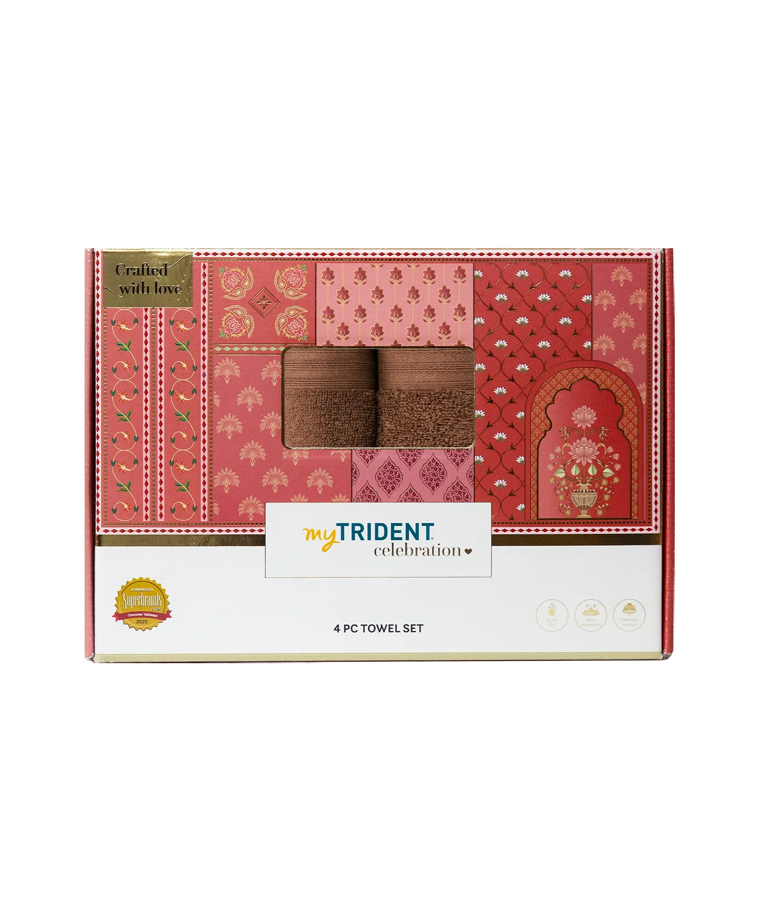 Celebration 4Pc Towel set, Cafe Noir | 450 GSM Cotton - Image 6