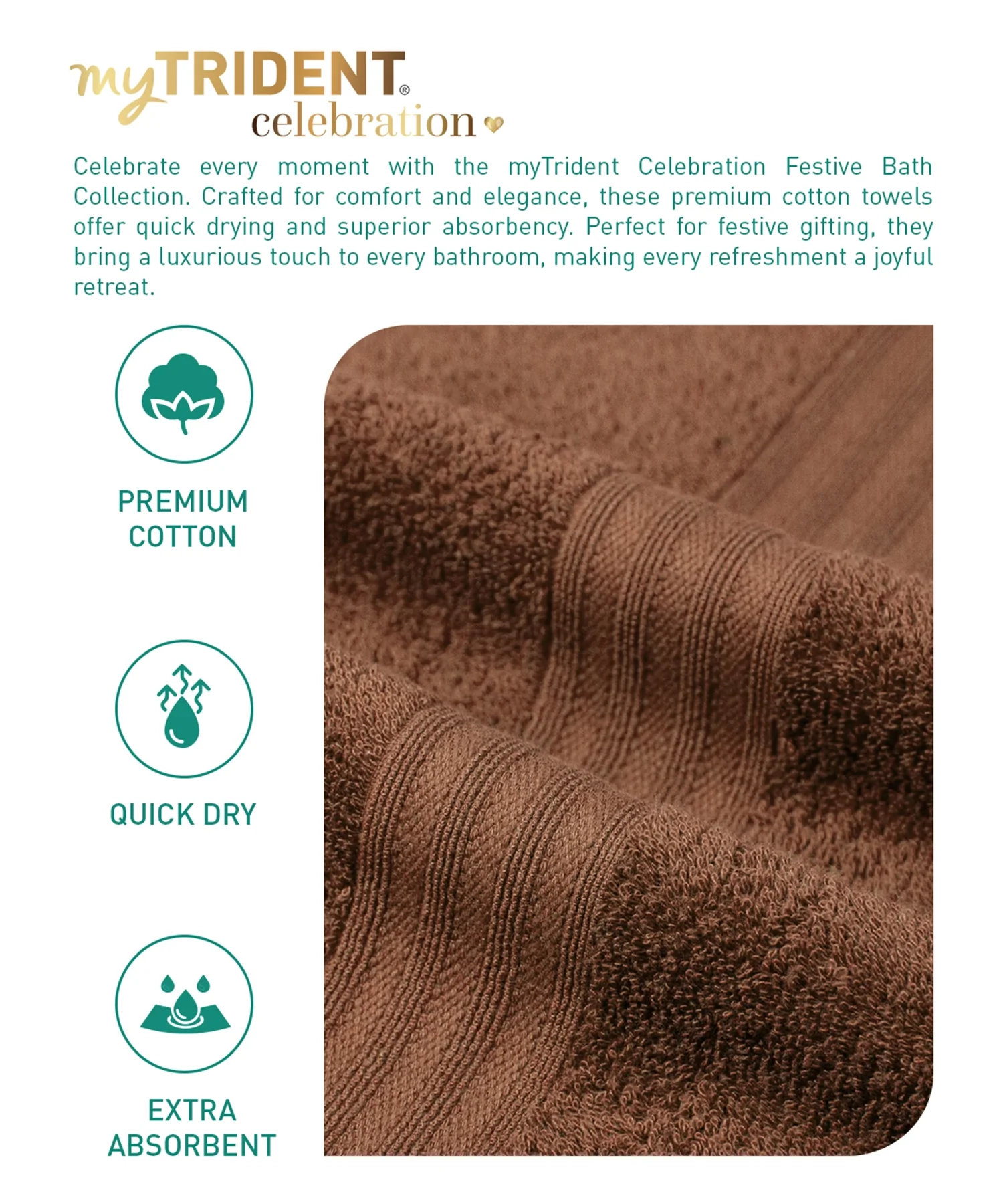 Celebration 4Pc Towel set, Cafe Noir | 450 GSM Cotton - Image 7