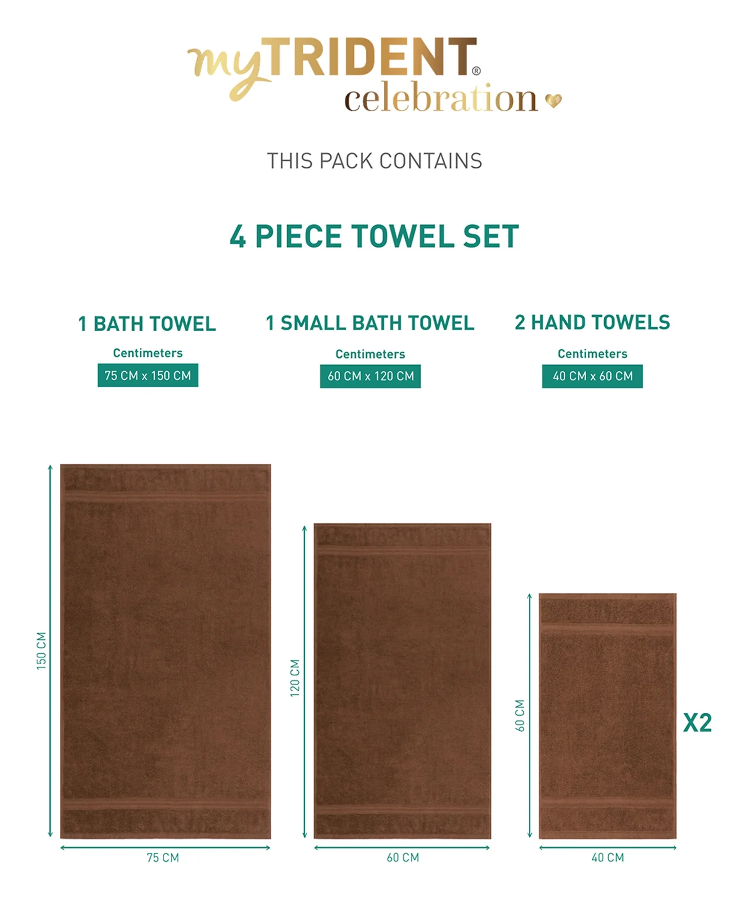 Celebration 4Pc Towel set, Cafe Noir | 450 GSM Cotton - Image 8