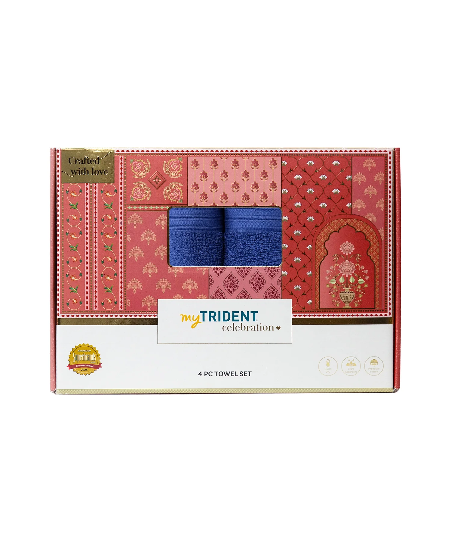 Celebration 4Pc Towel set, Midnight Blue | 450 GSM Cotton - Image 6