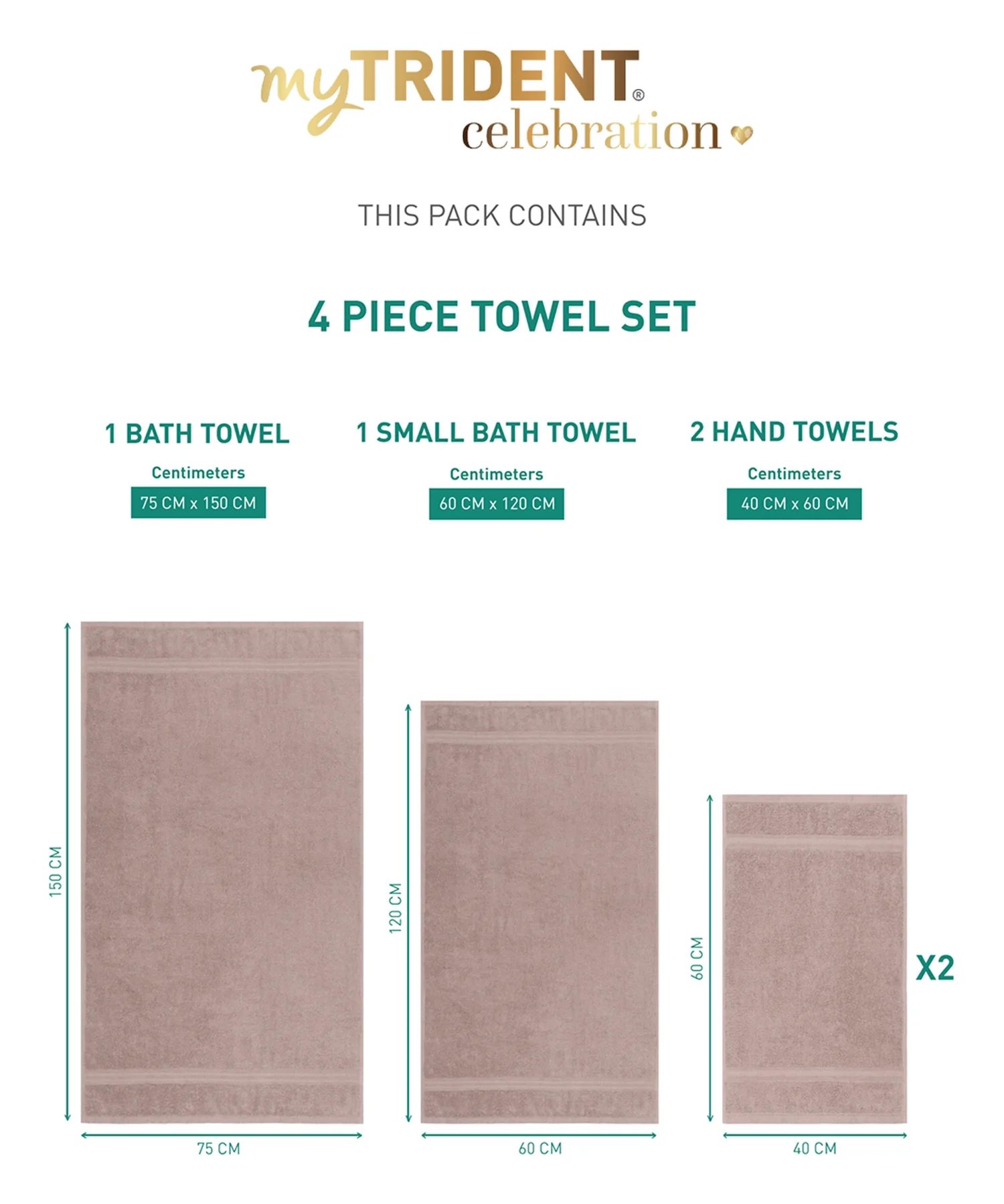 Celebration 4Pc Towel set, Nature Lux | 450 GSM Cotton - Image 8