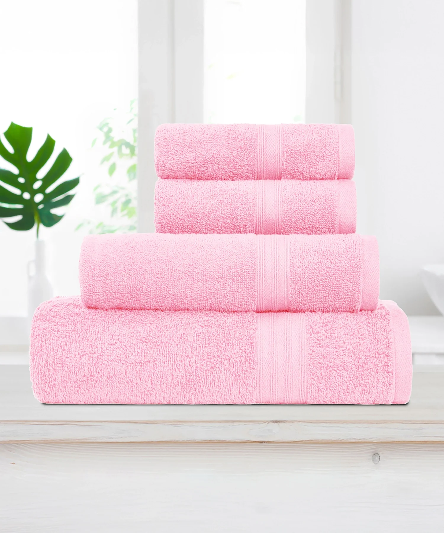 Celebration 4Pc Towel set, Powder Pink| 450 GSM Cotton - Image 2