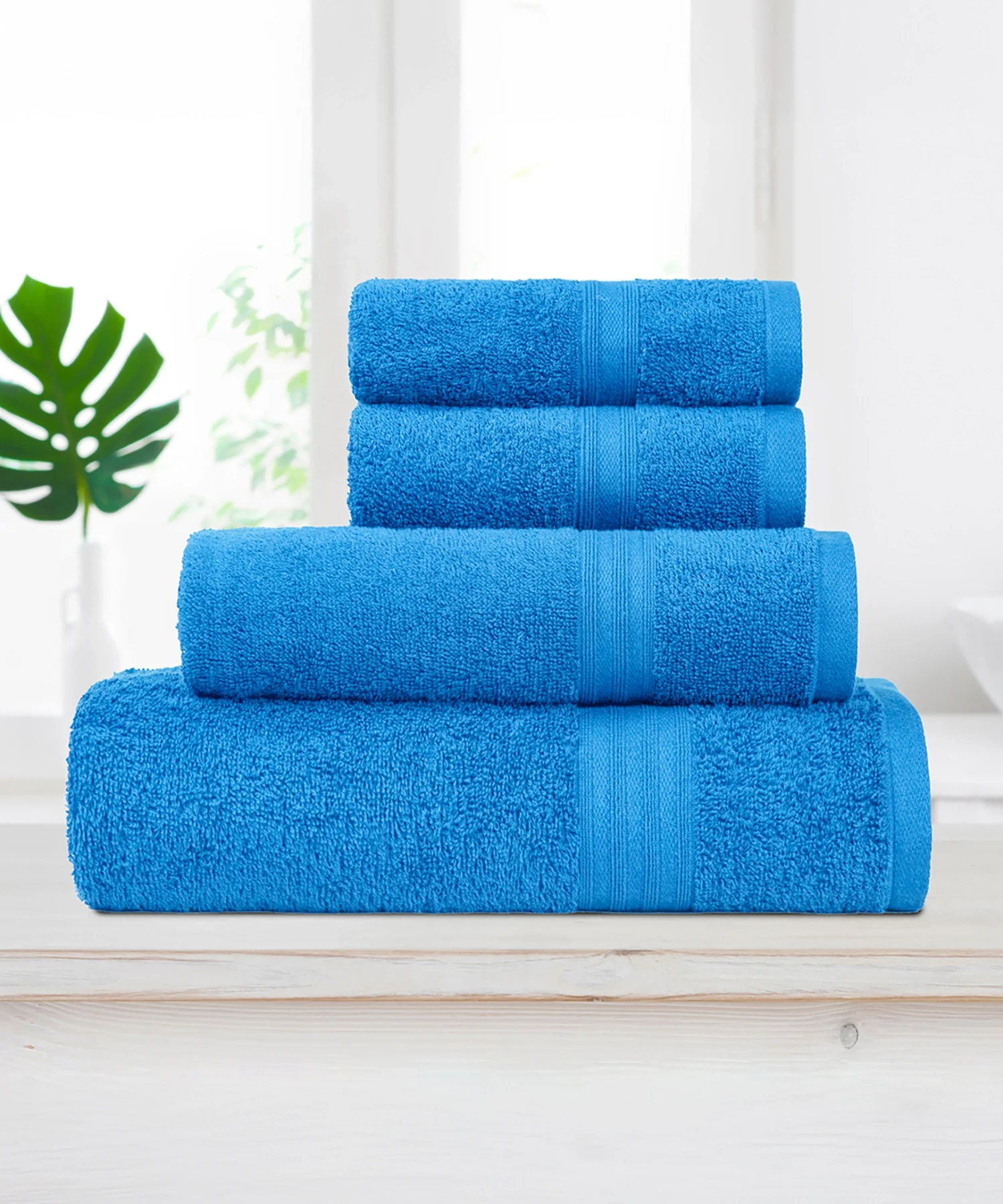 Celebration 4Pc Towel set, Perfect Blue | 450 GSM Cotton - Image 2