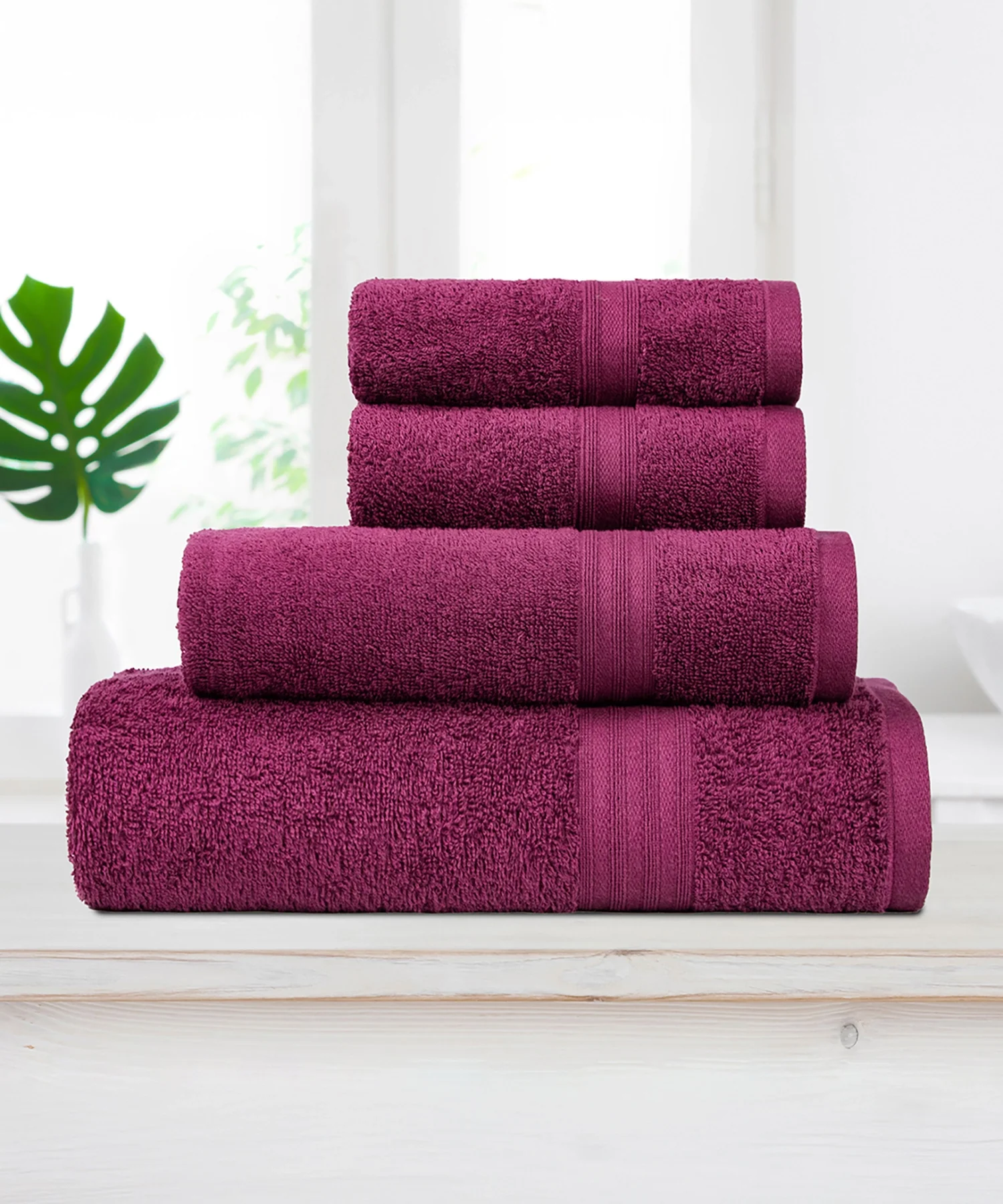 Celebration 4Pc Towel set, Red Wine | 450 GSM Cotton - Image 2