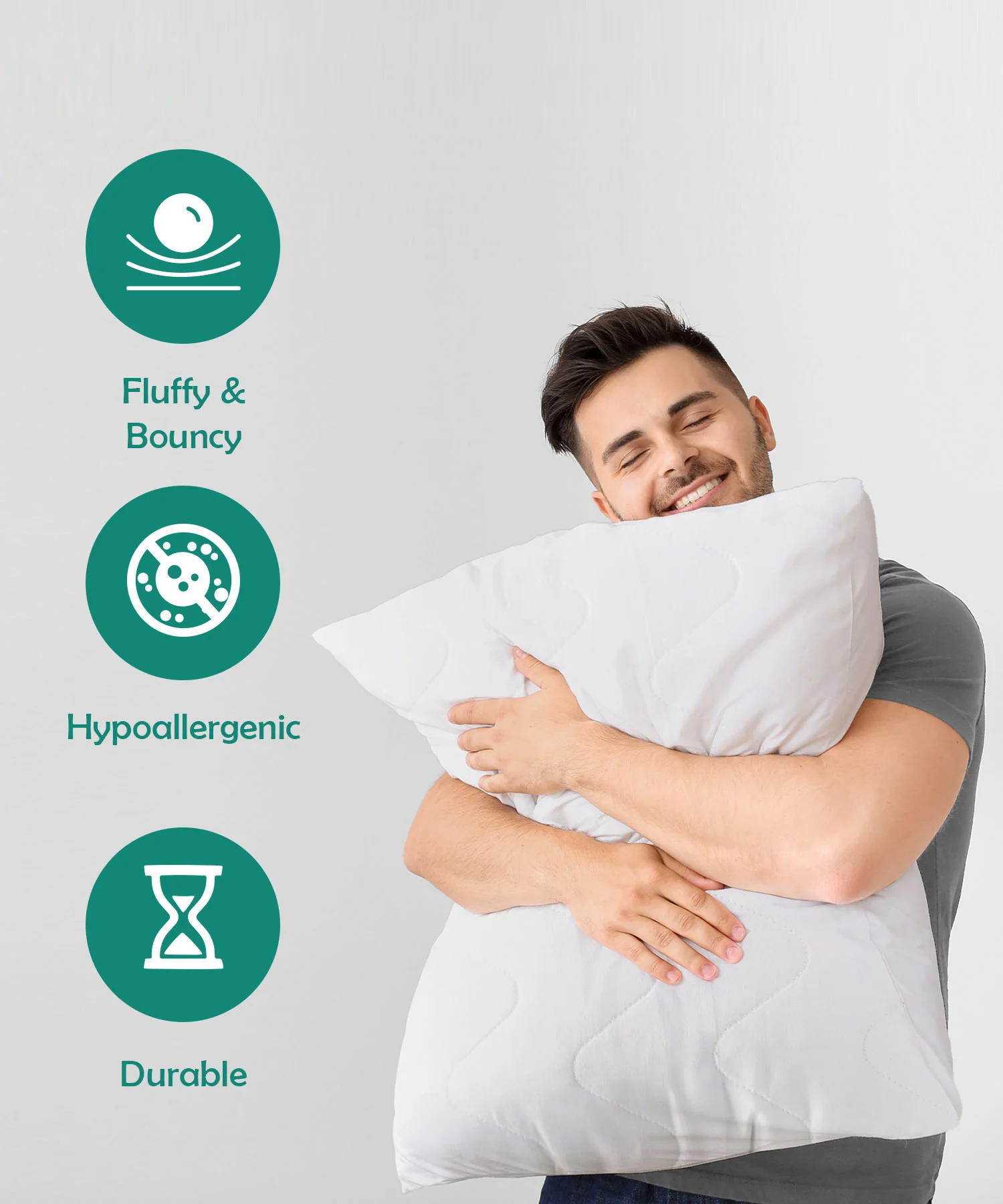 Classic Cloud Comfort 1Pc Pillow, White|620 GSM Micro Polyester - Image 2