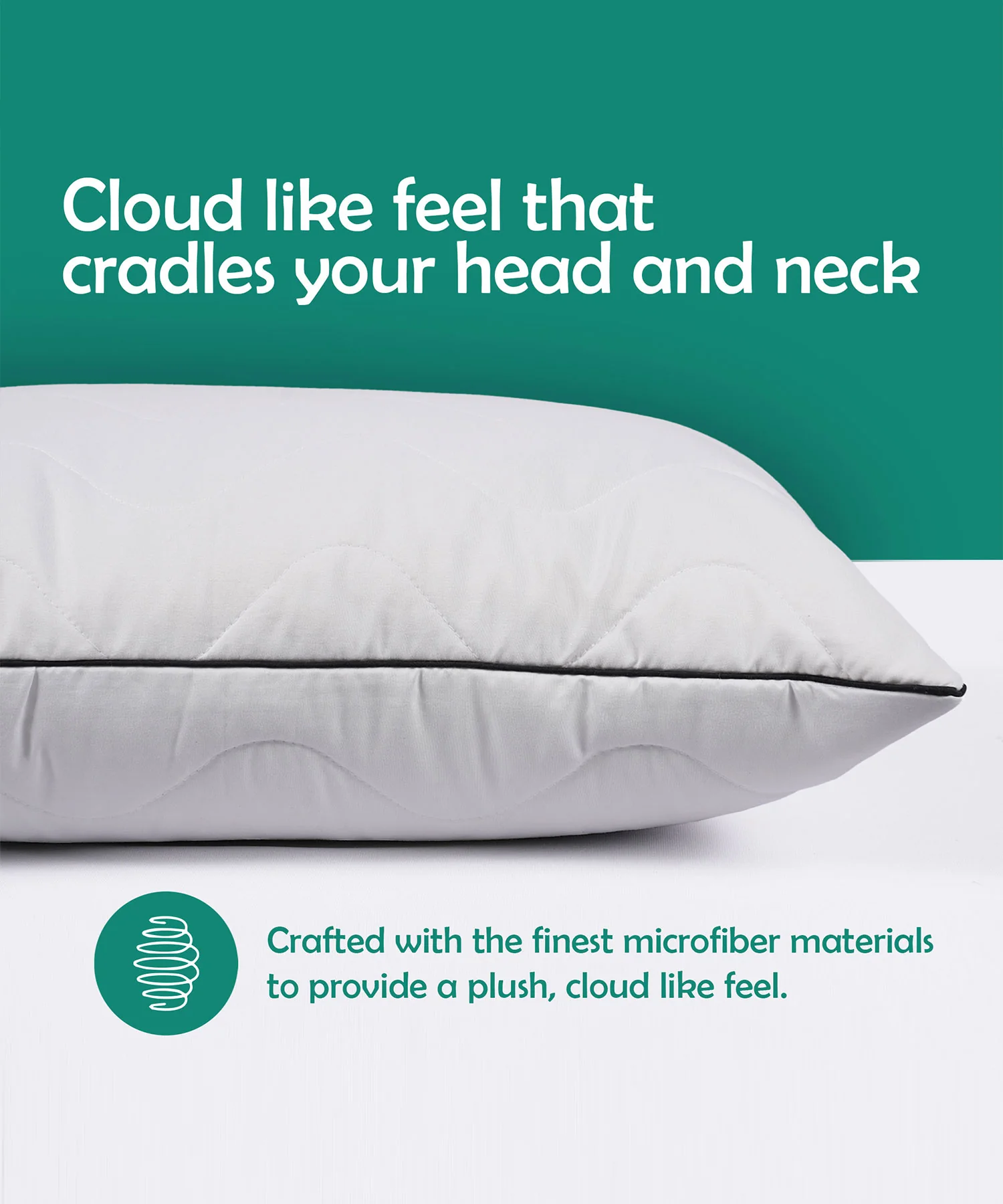 Classic Cloud Comfort 1Pc Pillow, White|620 GSM Micro Polyester - Image 4