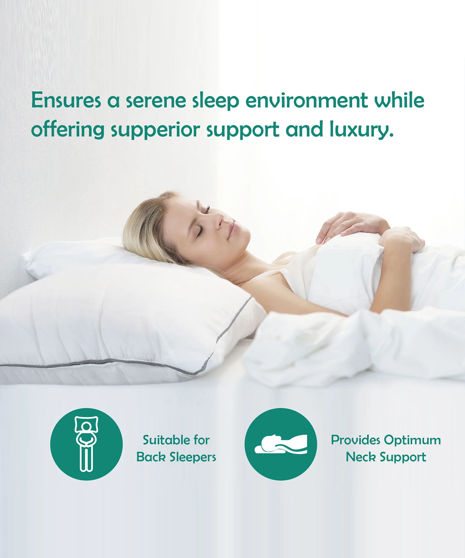 Classic Cloud Comfort 1Pc Pillow, White|620 GSM Micro Polyester - Image 5